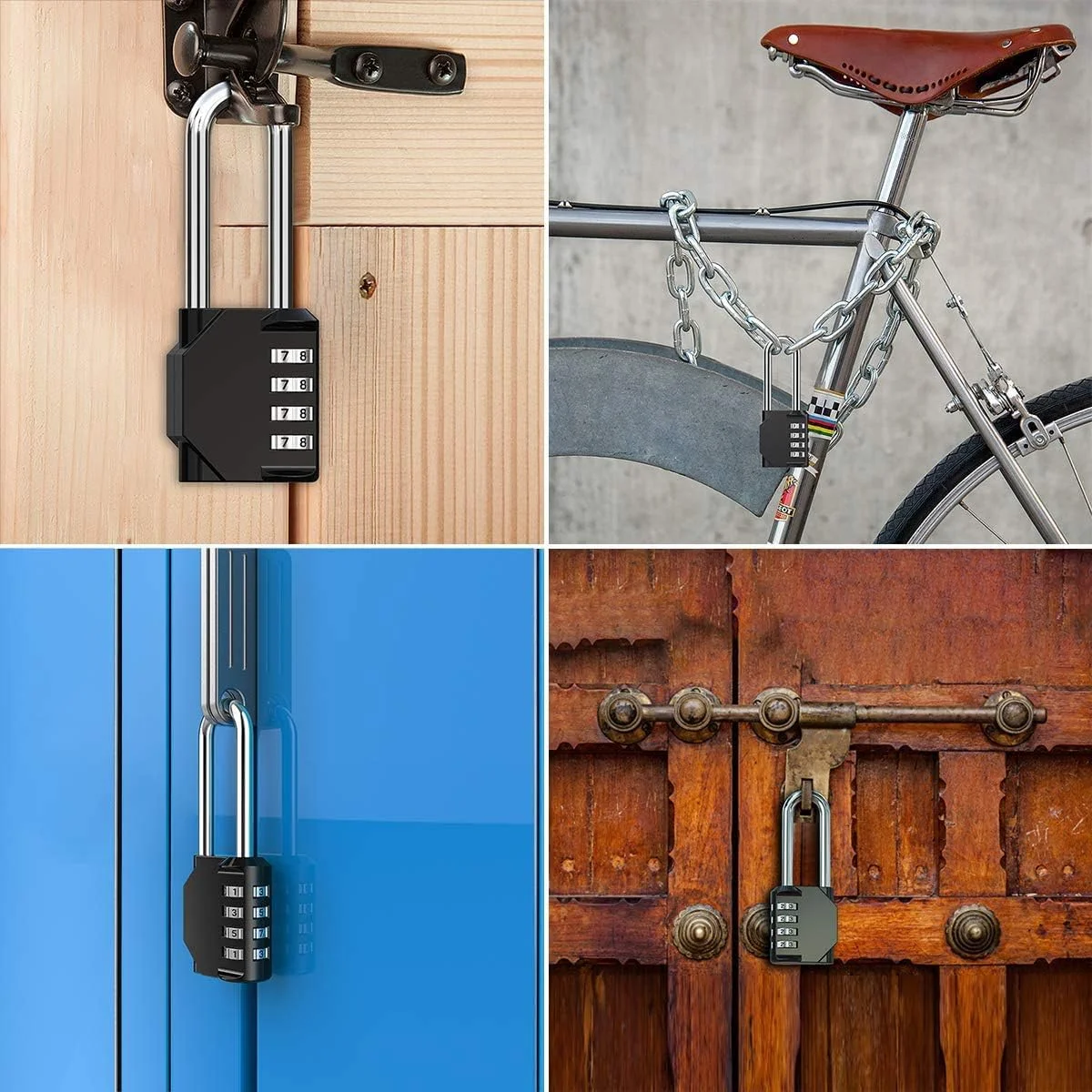 قفل رمزدار ترکیبی سنگین دلفینو - قفل ضد آب، قفل قابل تنظیم مجدد، قفل ترکیبی آلیاژ روی 4 رقمی با حلقه بلند 2.5 اینچی برای سوله، حصار، دروازه، مدرسه، باشگاه، جعبه ابزار - بسته 2 عددی