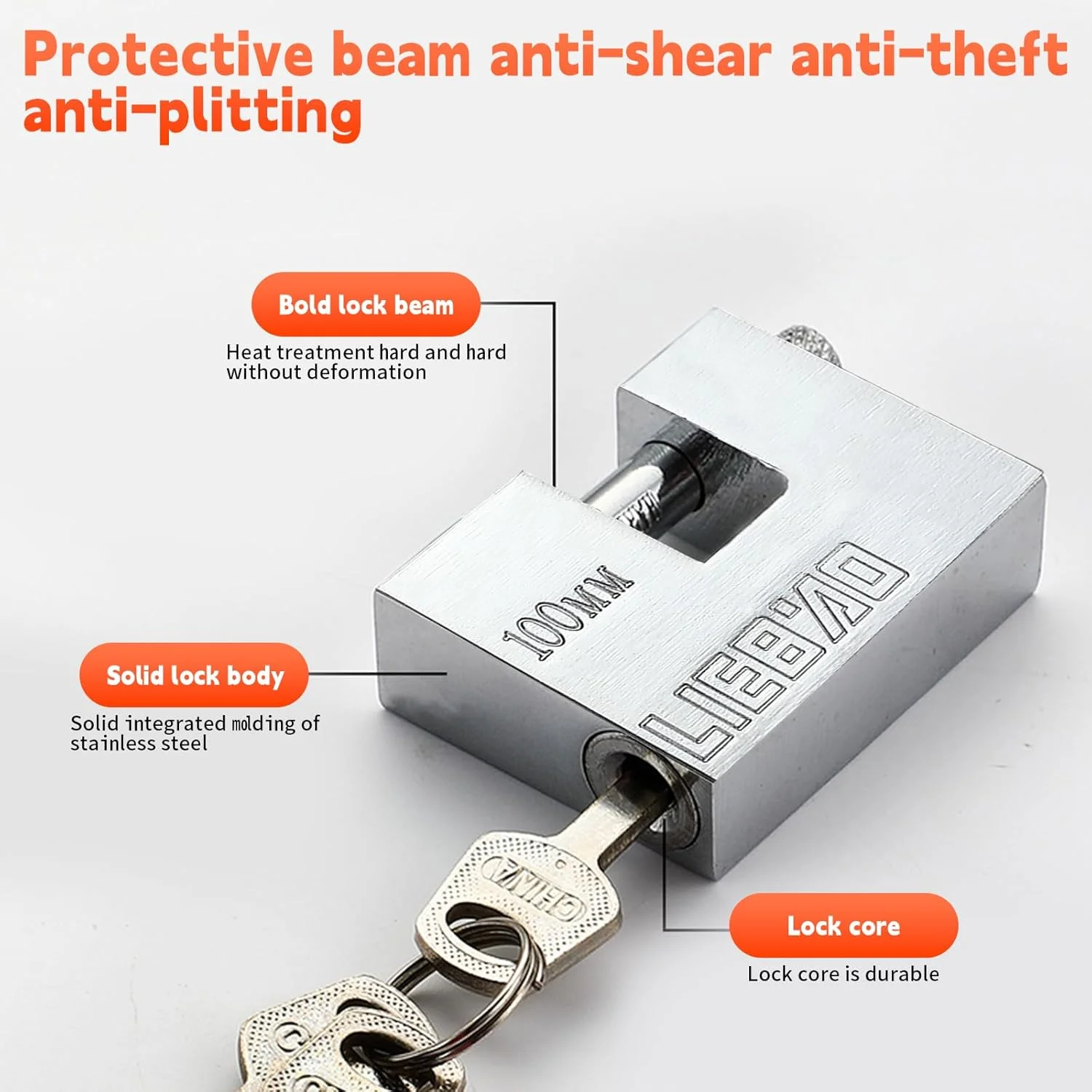 قفل کانتینری، قفل سنگین 96 میلی‌متری بزرگ برای سوله با 3 کلید، قفل‌های امنیتی بالا، قفل ضد آب برای گاراژ، کانتینر حمل و نقل، درب‌های داخلی و خارجی