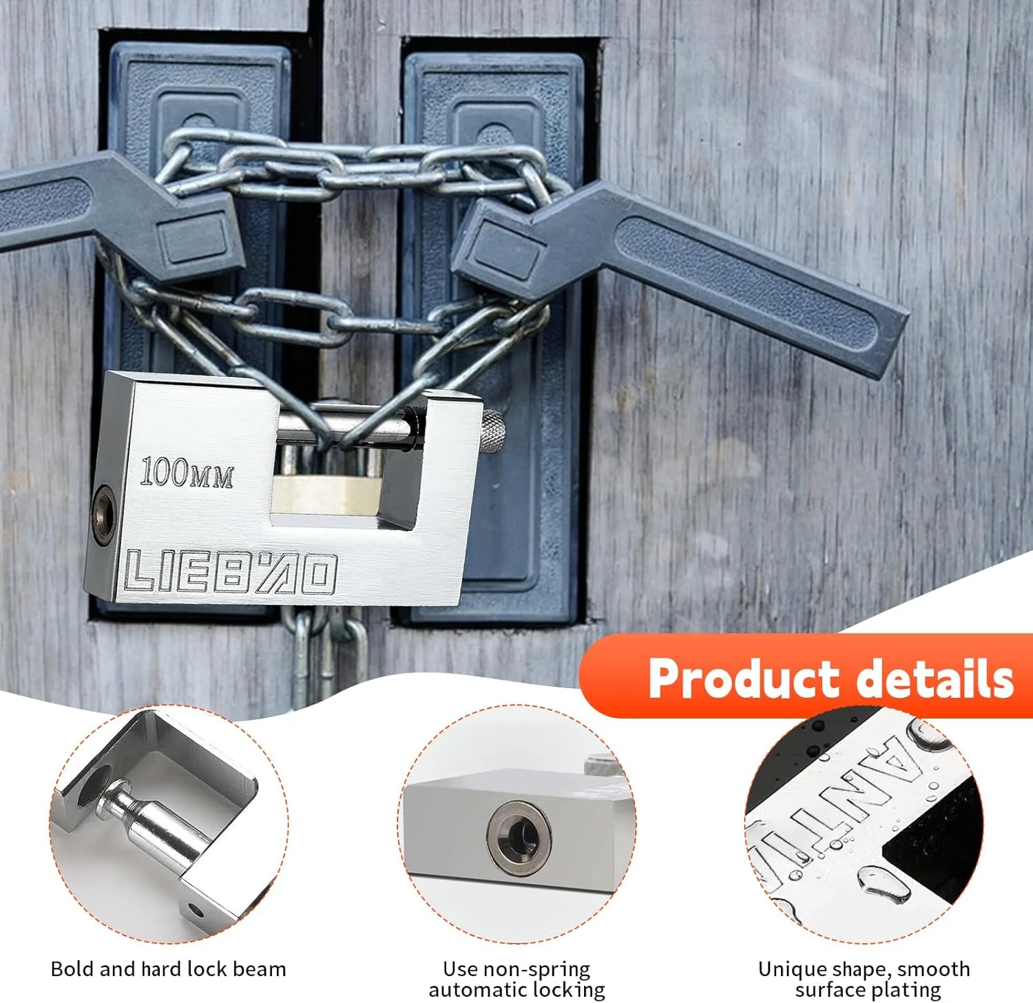 قفل کانتینری، قفل سنگین 96 میلی‌متری بزرگ برای سوله با 3 کلید، قفل‌های امنیتی بالا، قفل ضد آب برای گاراژ، کانتینر حمل و نقل، درب‌های داخلی و خارجی