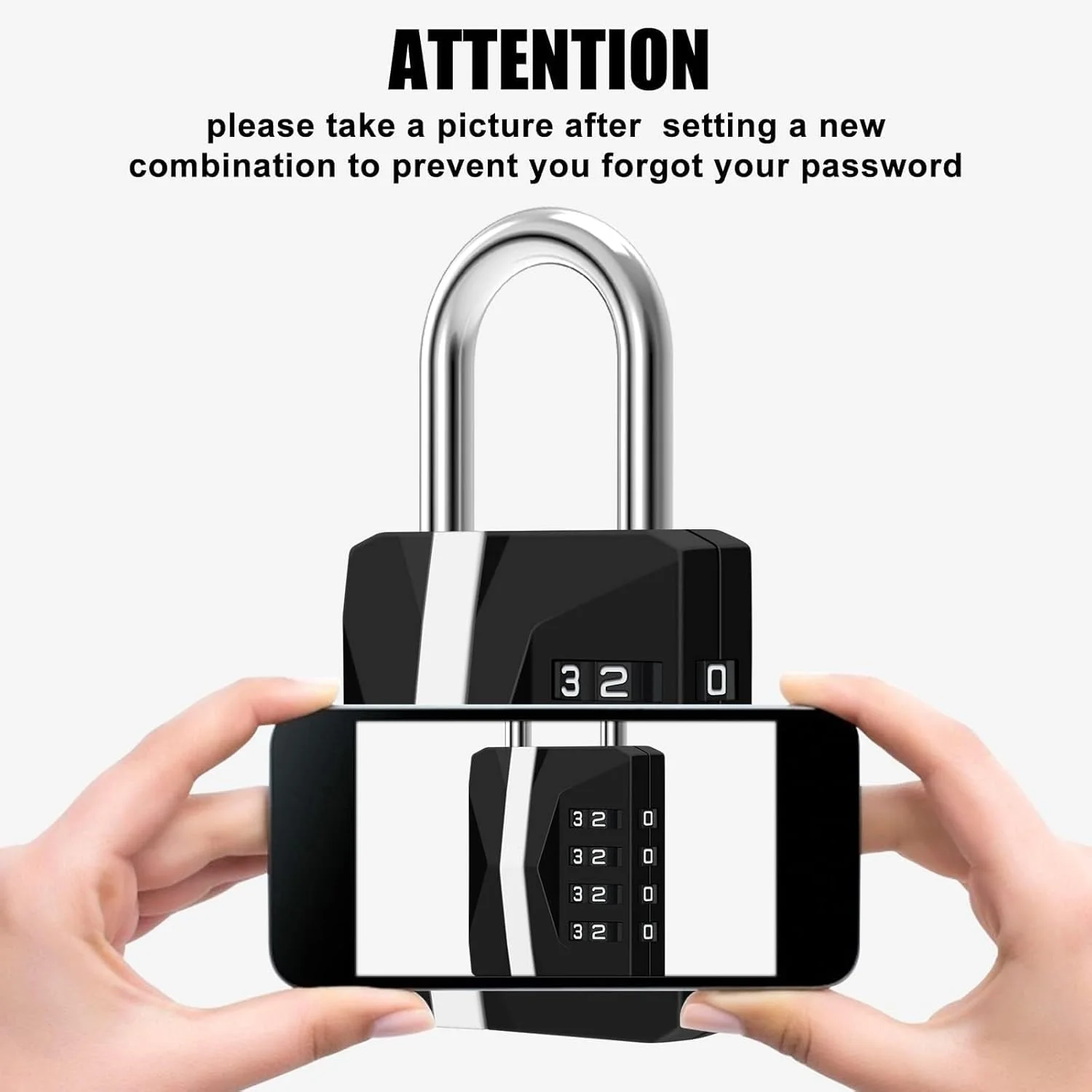 قفل رمزی ترکیبی، ضد آب، 1 عدد قفل بزرگ و سنگین 4 رقمی، قفل رمز عبور با امنیت بالا از جنس آلیاژ روی قابل تنظیم مجدد، مناسب برای قفل کمد باشگاه مدرسه، سوله، دروازه، حصار، بست، کابینت، مشکی