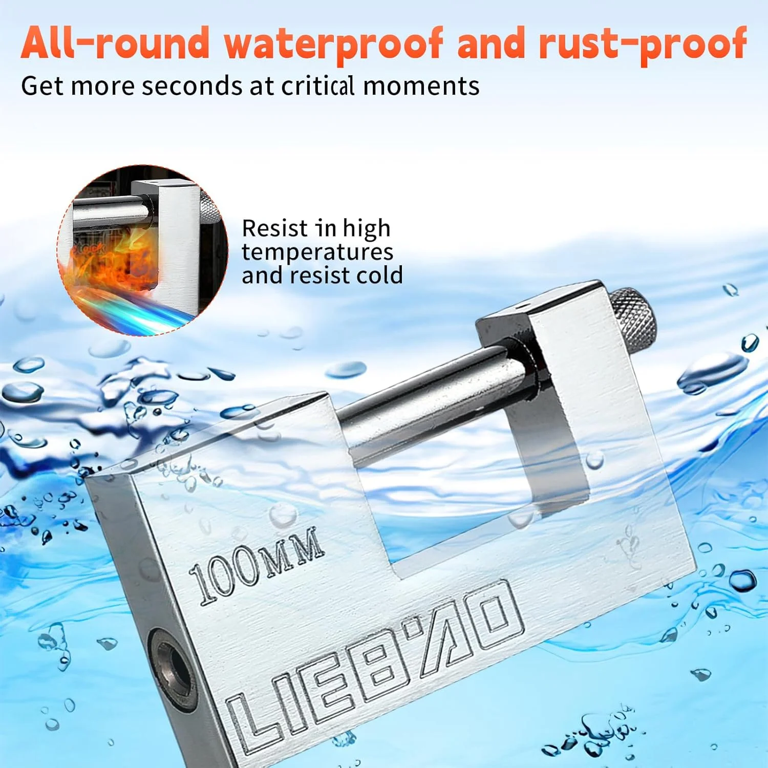 قفل کانتینری، قفل سنگین 96 میلی‌متری بزرگ برای سوله با 3 کلید، قفل‌های امنیتی بالا، قفل ضد آب برای گاراژ، کانتینر حمل و نقل، درب‌های داخلی و خارجی