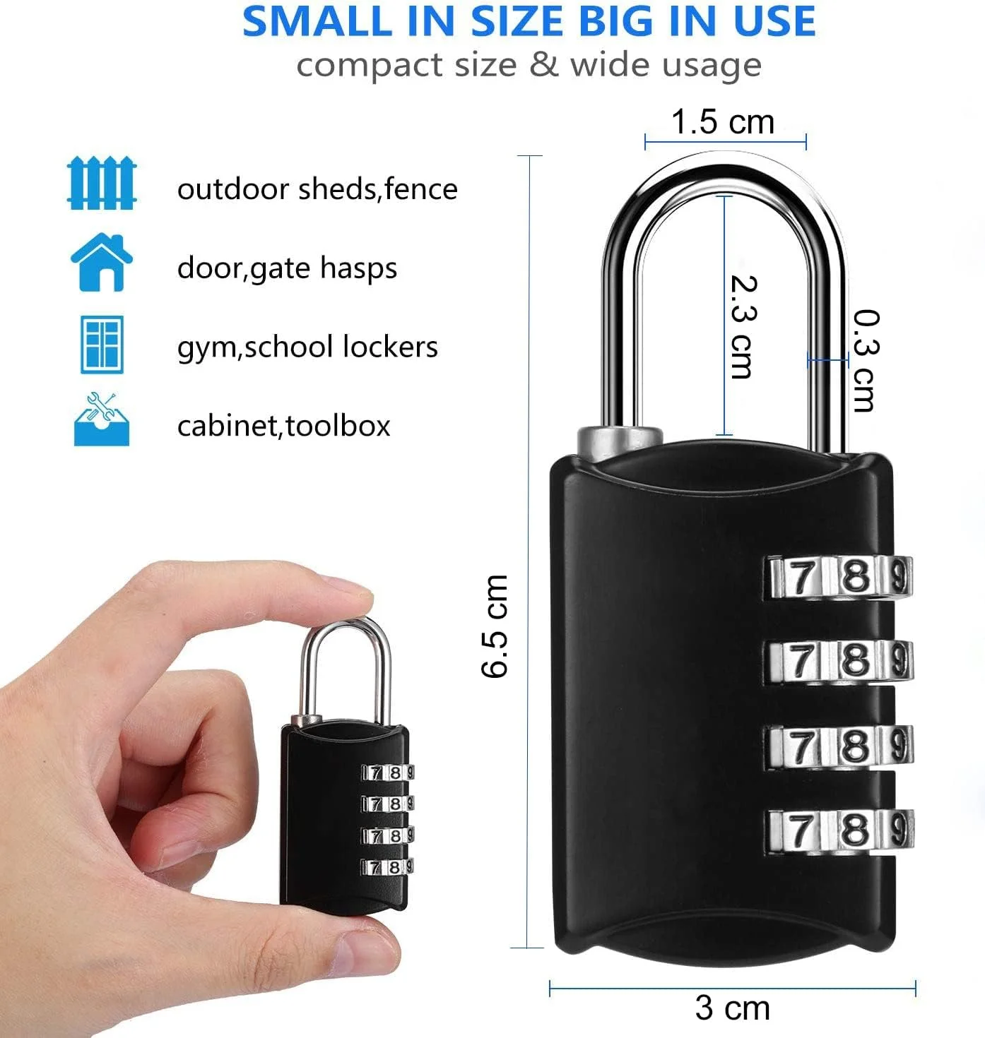 قفل رمزدار ترکیبی DAYGOS، قفل کوچک 4 رقمی برای کمدهای ورزشی و مدرسه، قفل های مسافرتی قابل تنظیم مجدد برای چمدان، کوله پشتی، جعبه ابزار، قفل ضد آب برای حصار، سوله، دروازه (بسته 4 عددی)