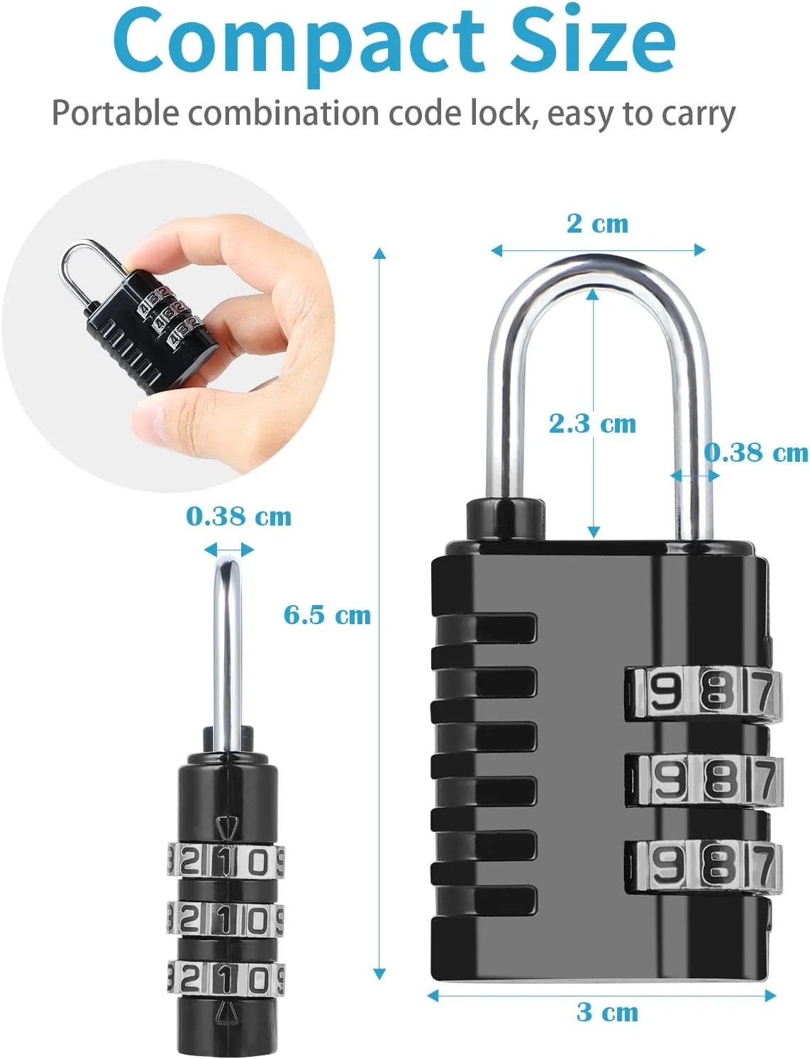قفل ترکیبی DAYGOS، قفل کوچک برای کمدهای باشگاه و مدرسه، قفل های مسافرتی 3 رقمی قابل تنظیم مجدد برای چمدان، کوله پشتی، قفل ضد آب برای حصار، سوله، دروازه (بسته 4 عددی)