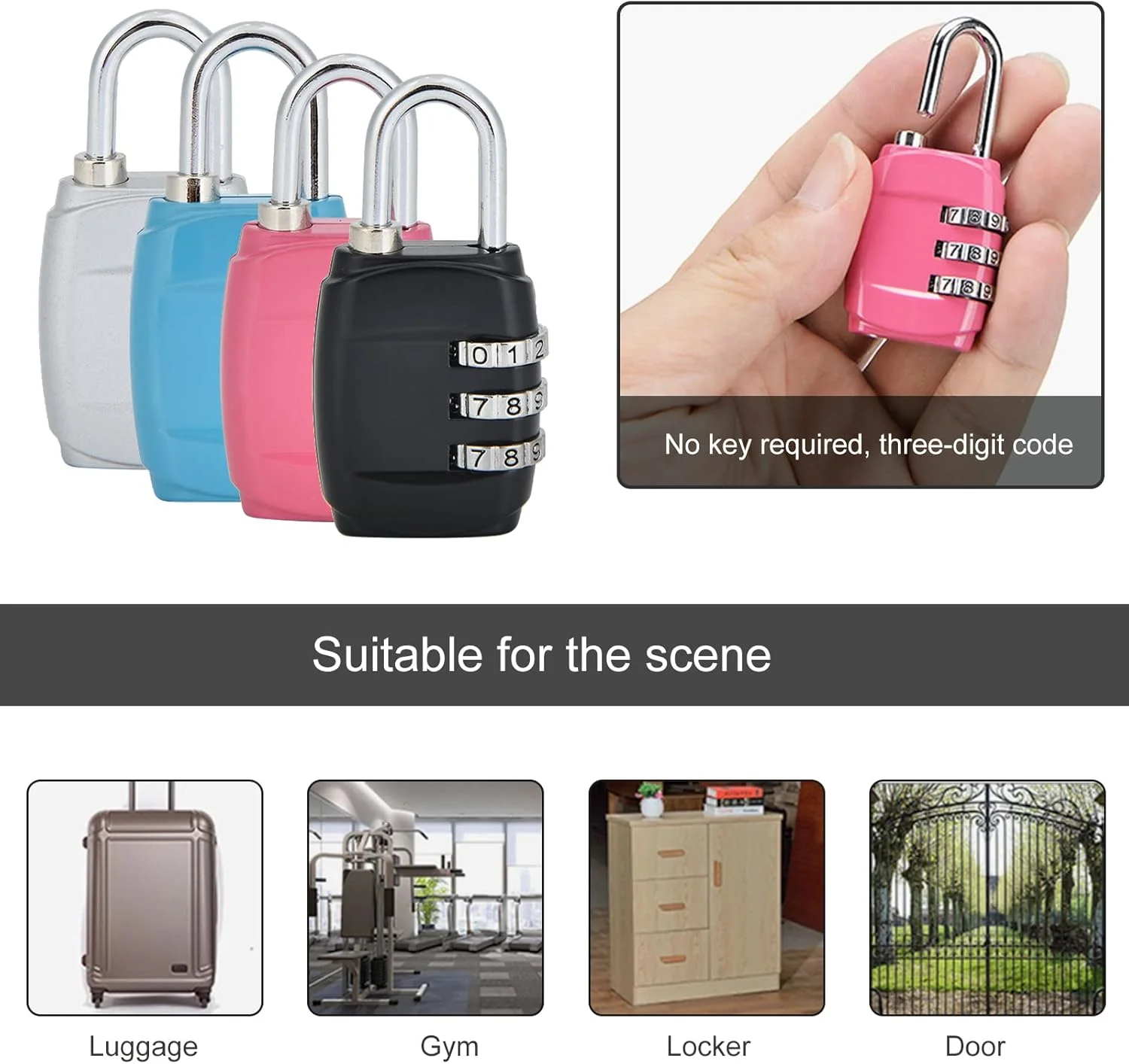 قفل چمدان 4 عددی، قفل ترکیبی 3 رقمی، قفل امنیتی رقمی، قفل های کد قابل تنظیم مجدد، قفل ترکیبی چمدان، قفل رمزی ضد آب در فضای باز، قفل شماره کوچک برای زیپ کمد باشگاه