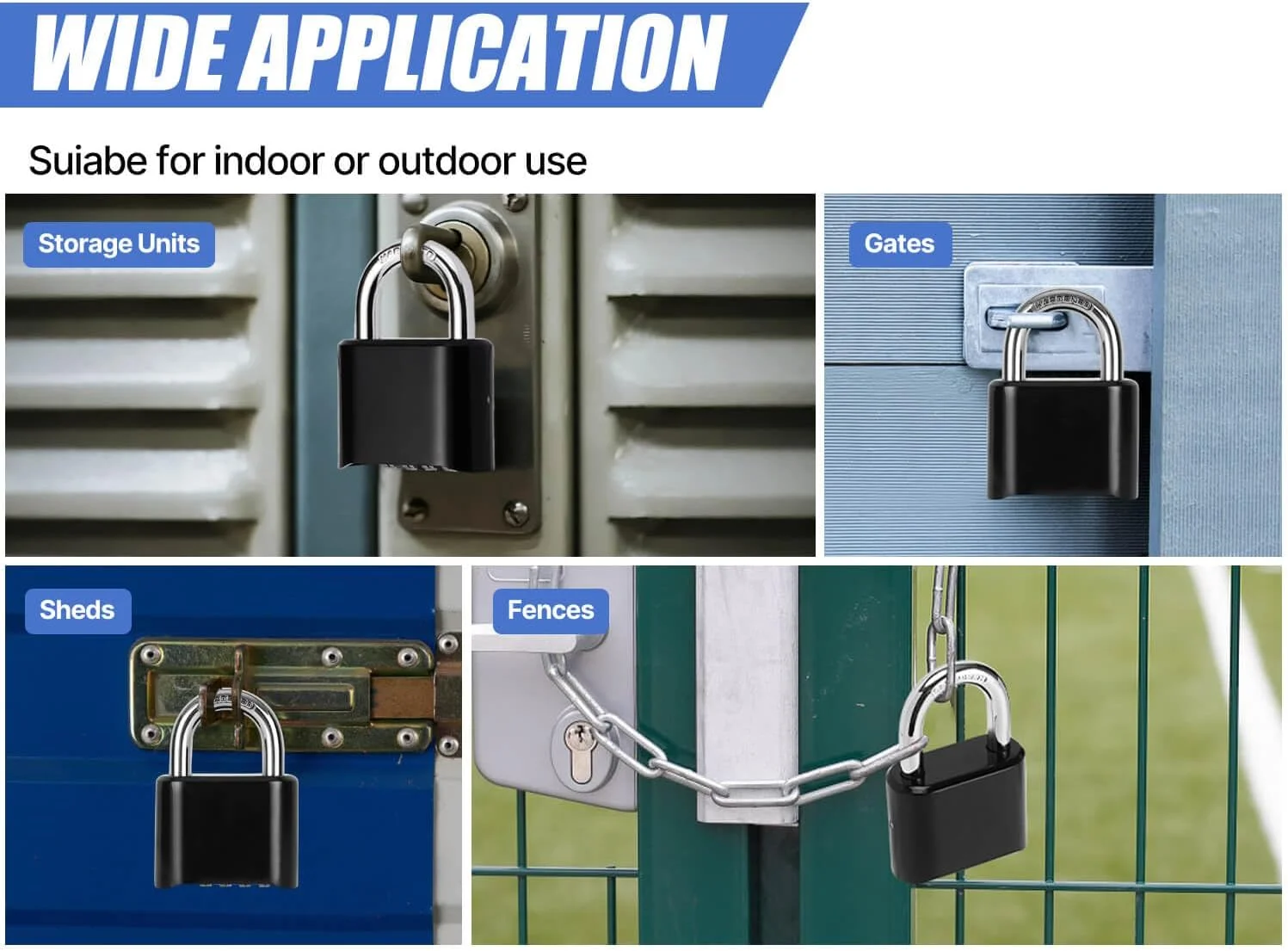 قفل رمزی ترکیبی DAYGOS - قفل سنگین 4 رقمی با حلقه فولادی سخت کاری شده، قفل ضد آب برای کمدهای ورزشی، انبار، سوله، حصار، دروازه (مشکی) قفل رمزی ترکیبی DAYGOS - قفل سنگین 4 رقمی با حلقه فولادی سخت کاری شده، قفل ضد آب برای کمدهای ورزشی، انبار، سوله، حصار، دروازه (مشکی)