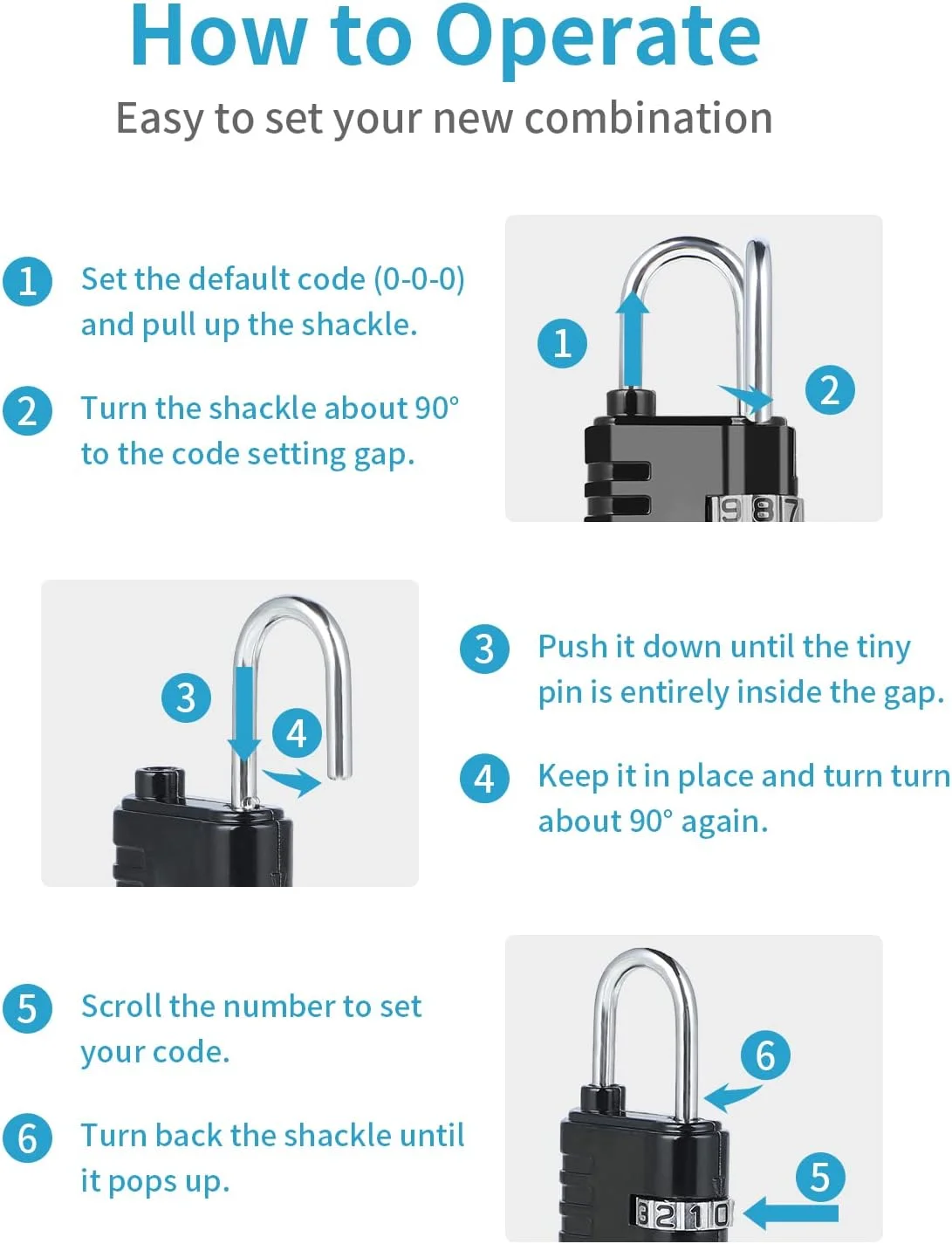 قفل ترکیبی DAYGOS، قفل کوچک برای کمدهای باشگاه و مدرسه، قفل های مسافرتی 3 رقمی قابل تنظیم مجدد برای چمدان، کوله پشتی، قفل ضد آب برای حصار، سوله، دروازه (بسته 4 عددی)