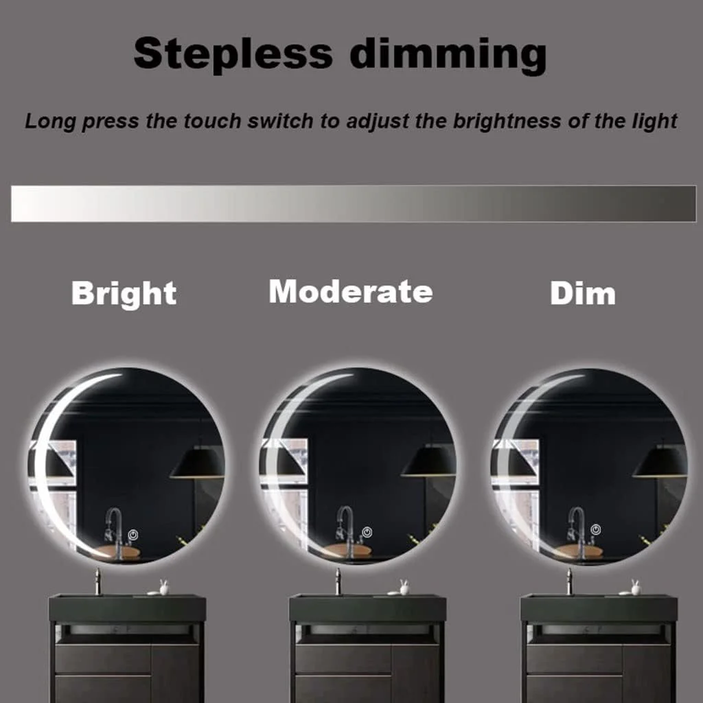 آینه حمام MZEER با چراغ‌های LED، آینه روشویی هوشمند و دیمر دار با نورپردازی، قابل نصب روی دیوار، ضد آب Zeenyi