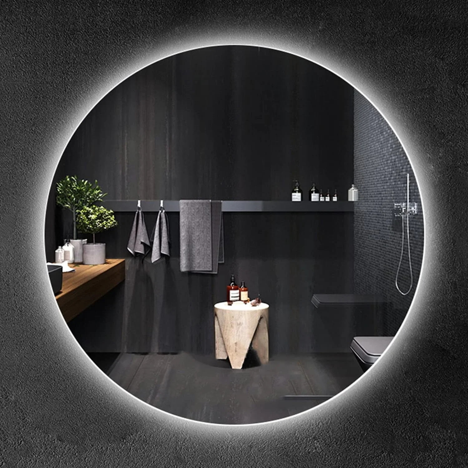 آینه حمام MZEER، آینه روشویی بزرگ با نور پس زمینه، LED روشنایی دار، نصب دیواری Zeenyi