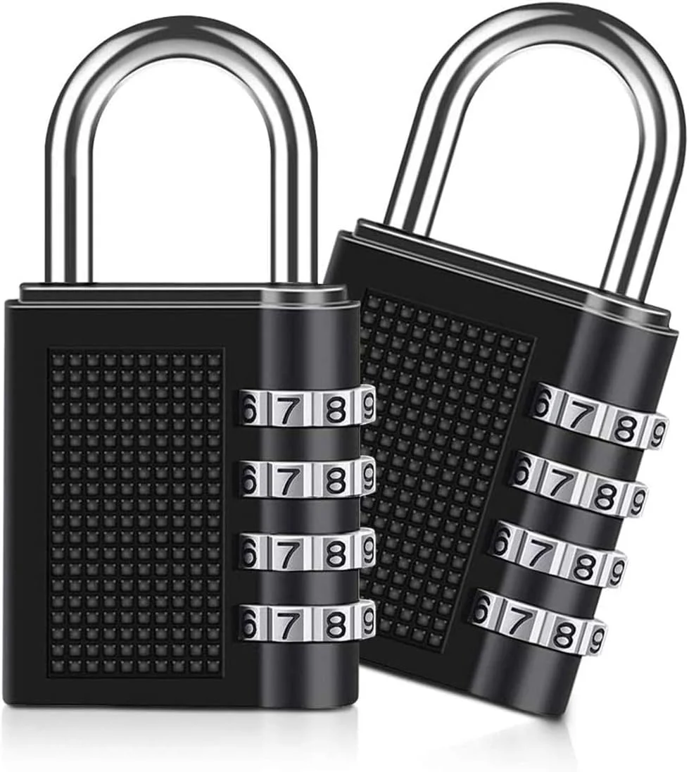 قفل رمزی ترکیبی، [بسته 2 عددی] قفل رمزی 4 رقمی DELFINO، قفل برای کمدهای مدرسه، کمدهای باشگاه، کابینت پرونده، جعبه ابزار، کمدهای کارمندان، حصار، بست، قفل پارکینگ، کیف و غیره (مشکی)