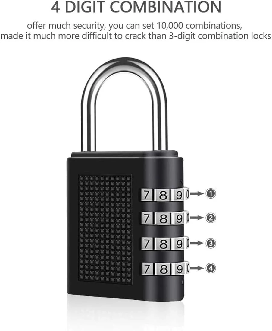 قفل رمزی ترکیبی، [بسته 2 عددی] قفل رمزی 4 رقمی DELFINO، قفل برای کمدهای مدرسه، کمدهای باشگاه، کابینت پرونده، جعبه ابزار، کمدهای کارمندان، حصار، بست، قفل پارکینگ، کیف و غیره (مشکی)