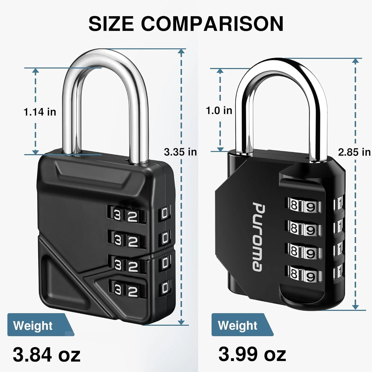 قفل رمزی ترکیبی، قفل های 4 رقمی ضد آب مناسب فضای باز برای کمد، کمد باشگاه مدرسه، کمد ورزشی، دروازه، کیف، انبار قفل دار (بسته 2 عددی، مشکی)