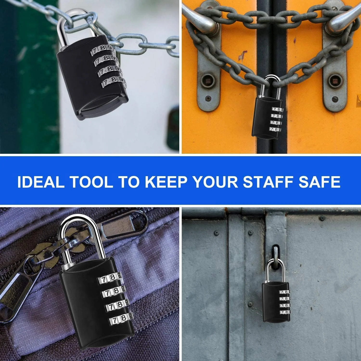 قفل رمزدار ترکیبی DAYGOS، قفل کوچک 4 رقمی برای کمدهای ورزشی و مدرسه، قفل های مسافرتی قابل تنظیم مجدد برای چمدان، کوله پشتی، جعبه ابزار، قفل ضد آب برای حصار، سوله، دروازه (بسته 4 عددی)