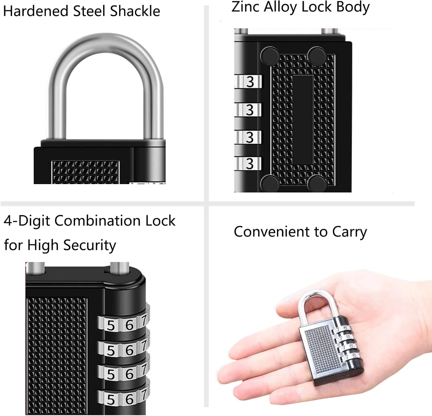 قفل ترکیبی 2 عددی، قفل ضد آب 4 رقمی قابل تنظیم مجدد برای فضای باز، قفل ترکیبی برای مدرسه، ورزش یا کمد باشگاه، کمد کارمندان، حصار، دروازه، کیف، جعبه ابزار، انبار قفل دار