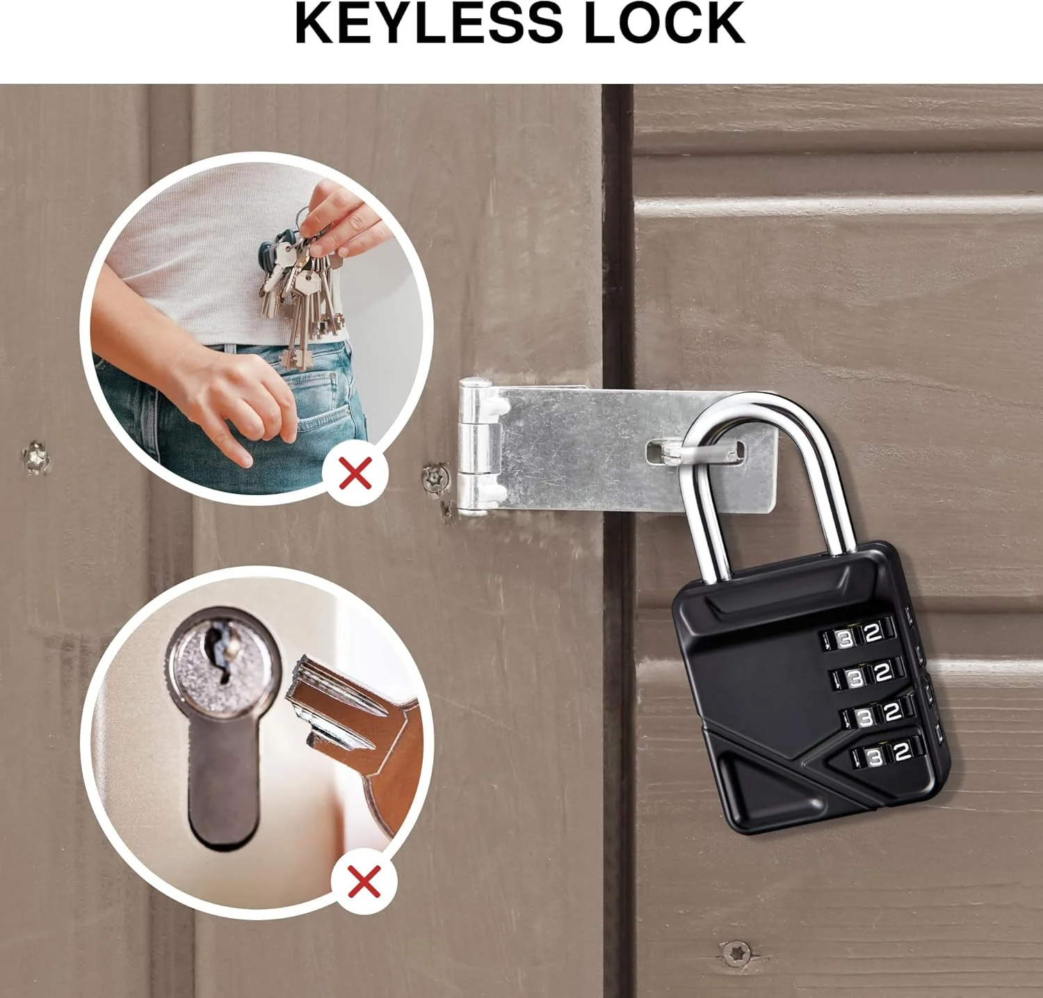 قفل رمزی ترکیبی، قفل های 4 رقمی ضد آب مناسب فضای باز برای کمد، کمد باشگاه مدرسه، کمد ورزشی، دروازه، کیف، انبار قفل دار (بسته 2 عددی، مشکی)