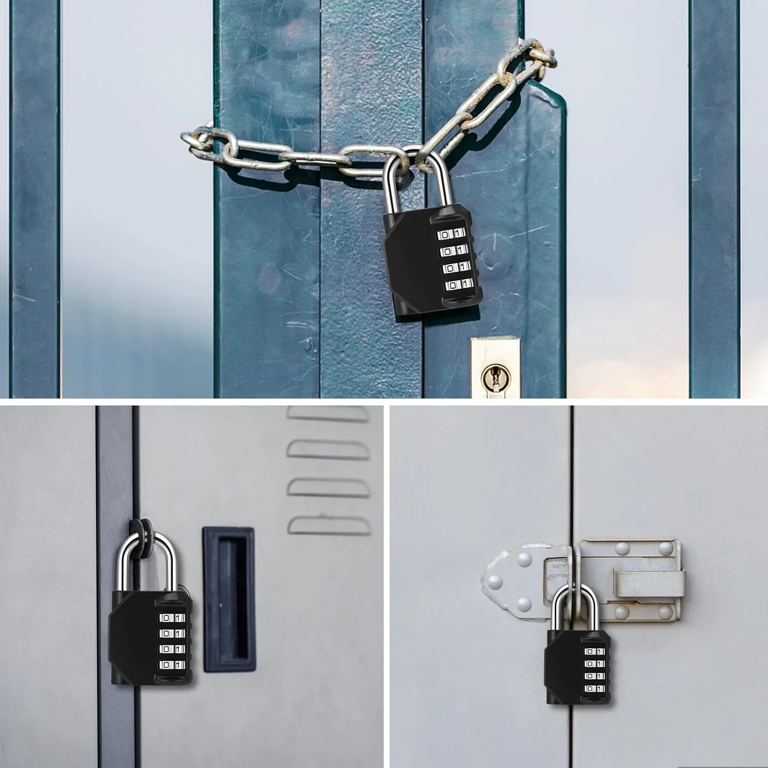 قفل رمزی ترکیبی 2 عددی، قفل فلزی سنگین برای کمد باشگاه، قفل با کد، قفل باشگاه، قفل کمد، قفل ترکیبی ضد آب برای کمد درب فضای باز سوله (B، مشکی)