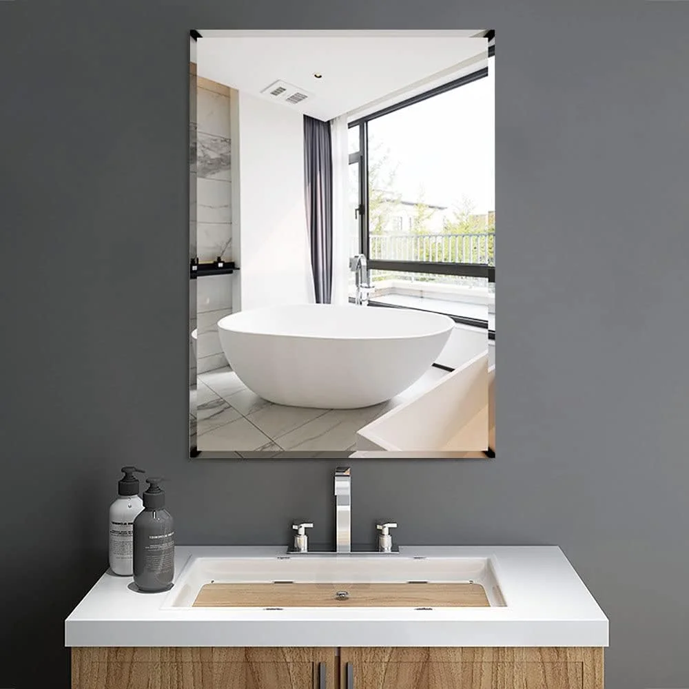 MUMOO BEAR Bathroom Mirror Vanity Makeup Mirror Wall Mounted Frameless Rectangular Mirror for Bathroom Vanity Bedroom Dressing Table Vertical or Horizontal Hanging (70 * 90cm, Clear) MUMOO BEAR Bathroom Mirror Vanity Makeup Mirror Wall Mounted Frameless Rectangular Mirror for Bathroom Vanity Bedroom Dressing Table Vertical or Horizontal Hanging (70 * 90cm, Clear)