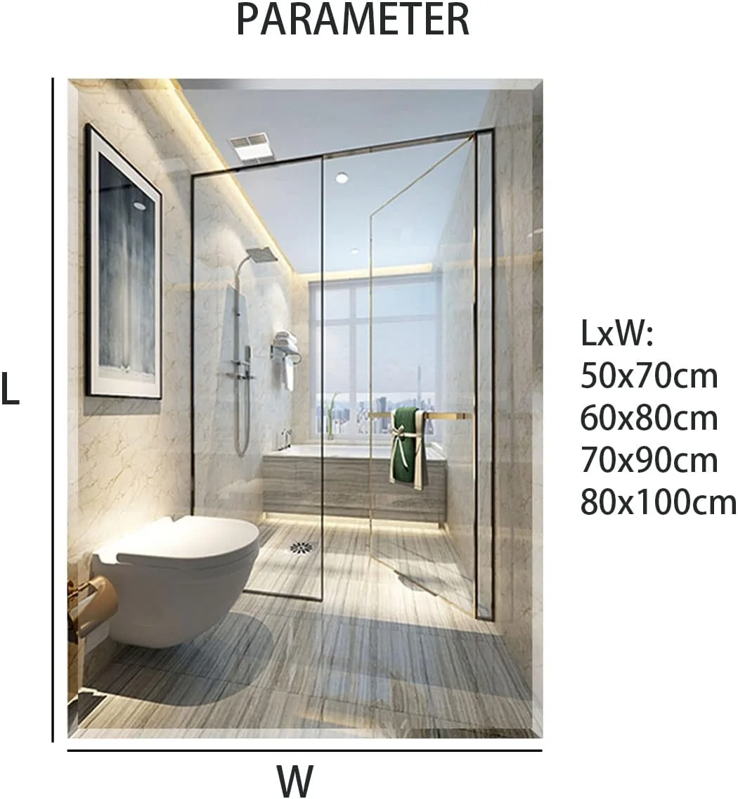 MUMOO BEAR Bathroom Mirror Vanity Makeup Mirror Wall Mounted Frameless Rectangular Mirror for Bathroom Vanity Bedroom Dressing Table Vertical or Horizontal Hanging (70 * 90cm, Clear)