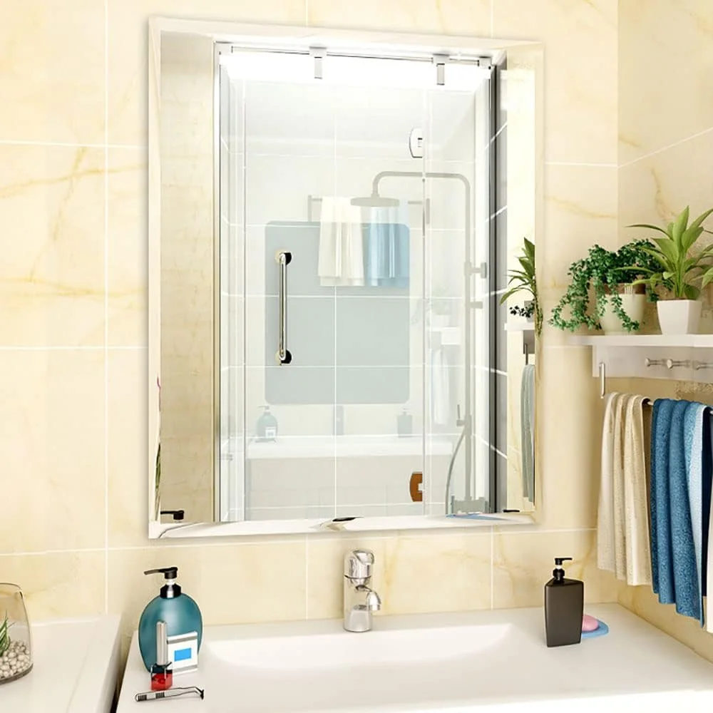 MUMOO BEAR Bathroom Mirror Vanity Makeup Mirror Wall Mounted Frameless Rectangular Mirror for Bathroom Vanity Bedroom Dressing Table Vertical or Horizontal Hanging (70 * 90cm, Clear)