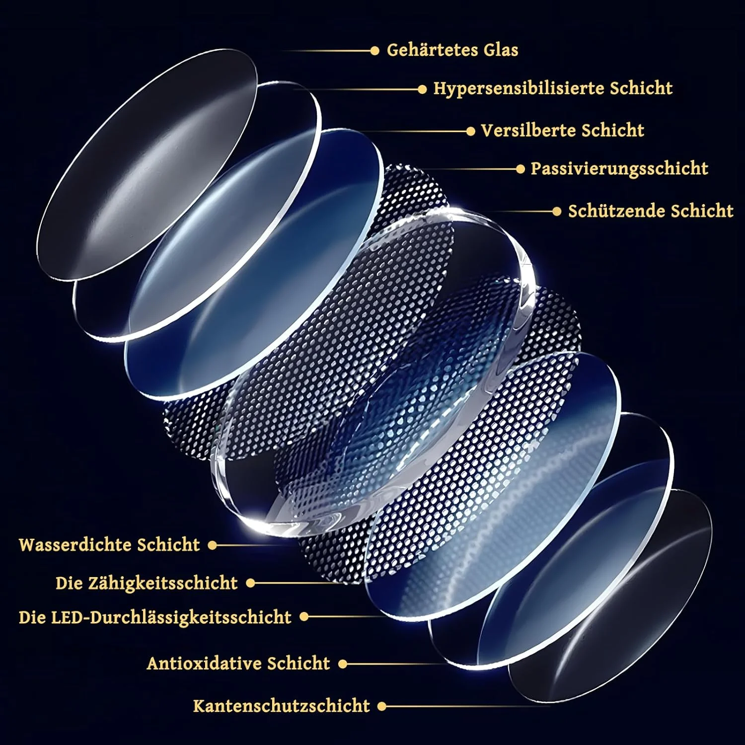 آینه حمام نوردار مورشه، آینه دیواری با نور 50x70 سانتی متر LED، آینه حمام شیشه ای ضد انفجار با کلید لمسی و عملکرد رطوبت گیر برای حمام