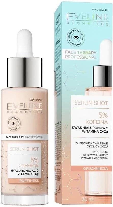 سرم کافئین لیفتینگ دور چشم | 5% کافئین ویتامین C هیالورونیک اسید | رفع تیرگی دور چشم | کاهش پف | فرمول وگان مناسب استفاده روز و شب