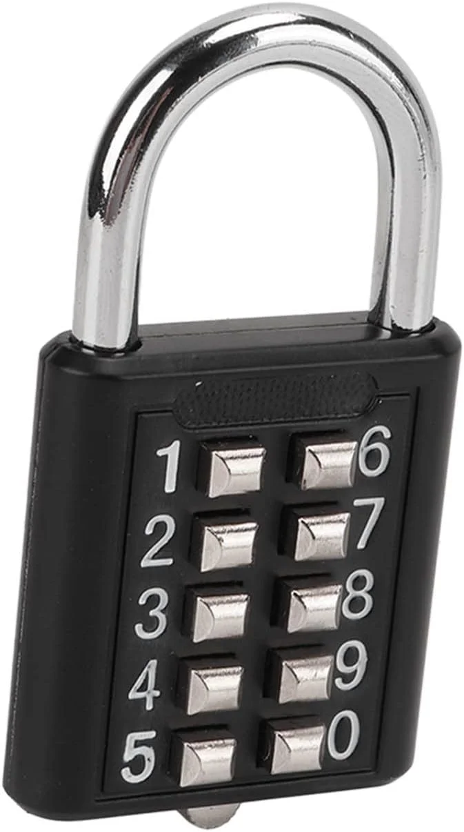 قفل ترکیبی CHICIRIS، قفل چمدان مشکی 10 رقمی دکمه ای، قفل کمدهای باشگاه، قفل سنگین وظیفه در فضای باز برای کمدهای باشگاه، دروازه ها، جعبه ابزار، چمدان