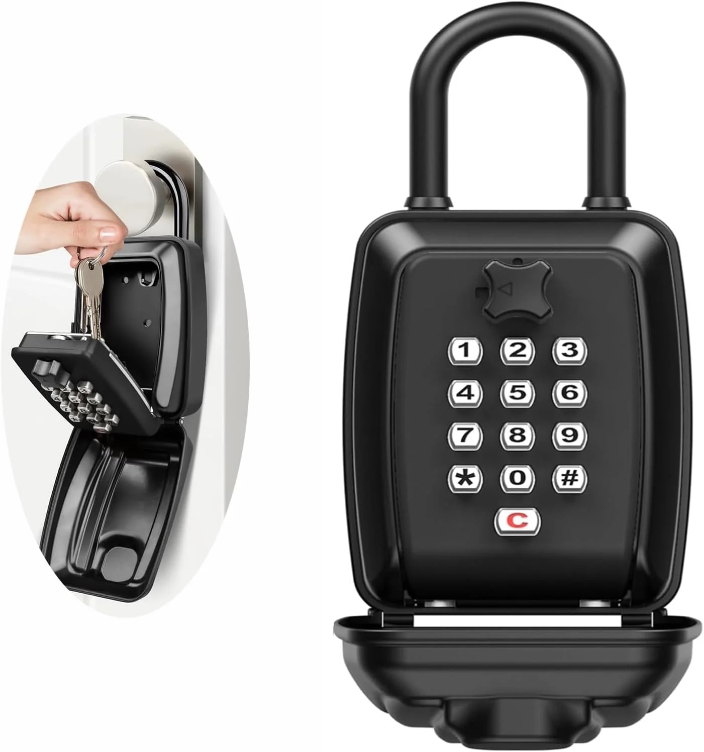 جعبه کلید قفل دار BIGTHREE با قفل ترکیبی، صندوق امانات کلید بیرونی با رمز عبور 12 رقمی، جعبه قفل بزرگ ذخیره کلید سنگین، قفل کلید ضد آب برای خانه، دفتر، گاراژ، مدرسه (مشکی)