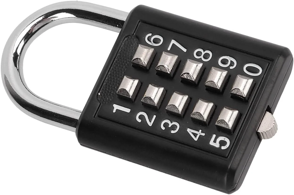 قفل ترکیبی CHICIRIS، قفل چمدان مشکی 10 رقمی دکمه ای، قفل کمدهای باشگاه، قفل سنگین وظیفه در فضای باز برای کمدهای باشگاه، دروازه ها، جعبه ابزار، چمدان