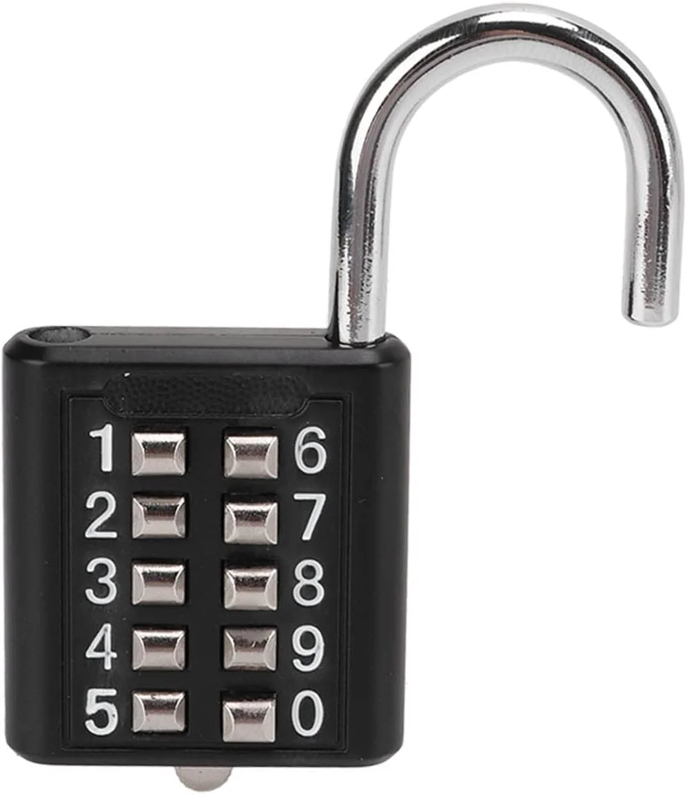 قفل ترکیبی CHICIRIS، قفل چمدان مشکی 10 رقمی دکمه ای، قفل کمدهای باشگاه، قفل سنگین وظیفه در فضای باز برای کمدهای باشگاه، دروازه ها، جعبه ابزار، چمدان