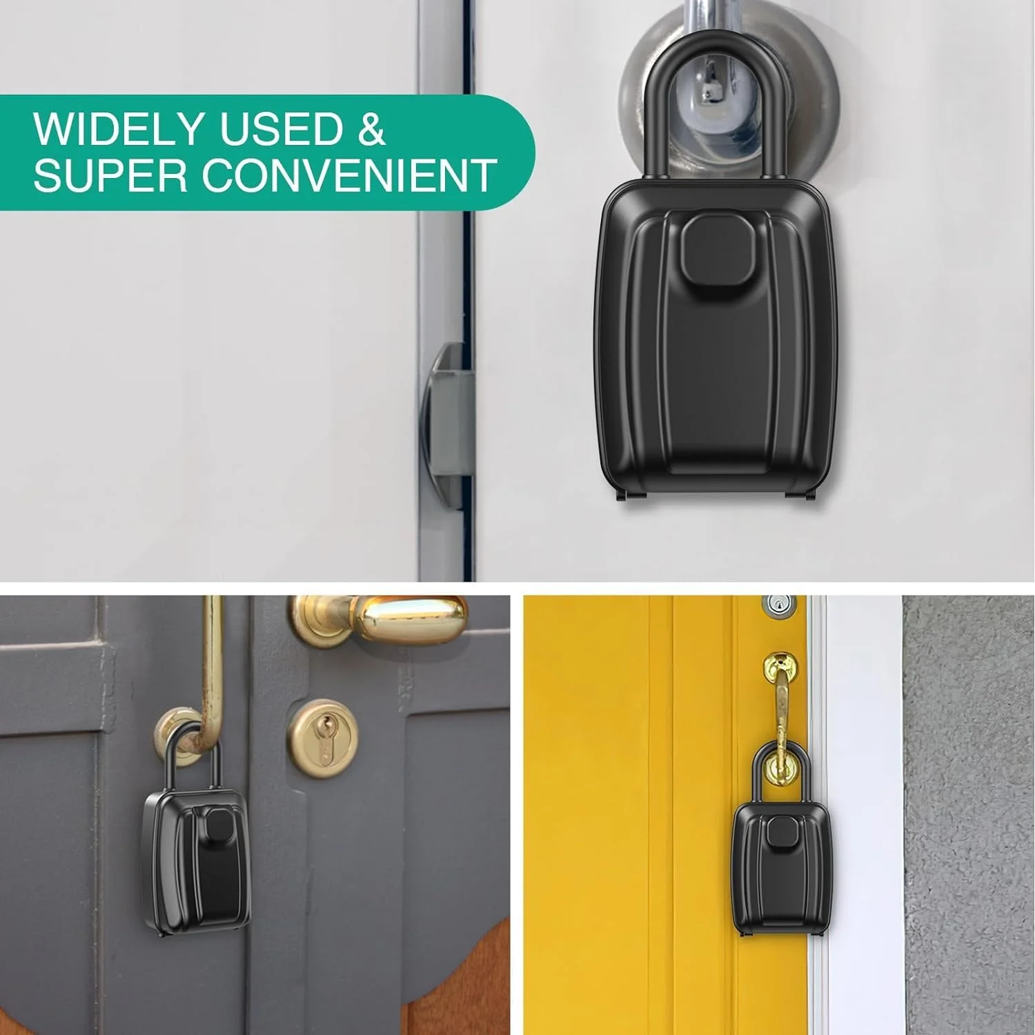 جعبه کلید قفل دار BIGTHREE با قفل ترکیبی، صندوق امانات کلید بیرونی با رمز عبور 12 رقمی، جعبه قفل بزرگ ذخیره کلید سنگین، قفل کلید ضد آب برای خانه، دفتر، گاراژ، مدرسه (مشکی)