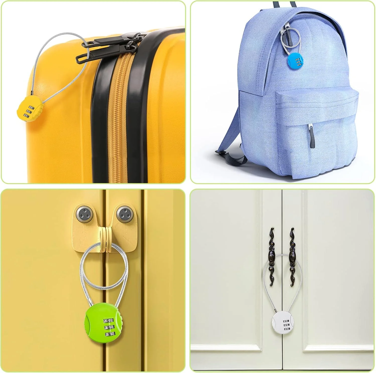 قفل ترکیبی 3 رقمی، ضد آب، مناسب فضای باز، قفل کوچک برای کمد باشگاه، قفل چمدان کوچک، قفل قابل تنظیم برای دروازه، جعبه ابزار، چرخ دستی، 6 رنگ (12 عددی)