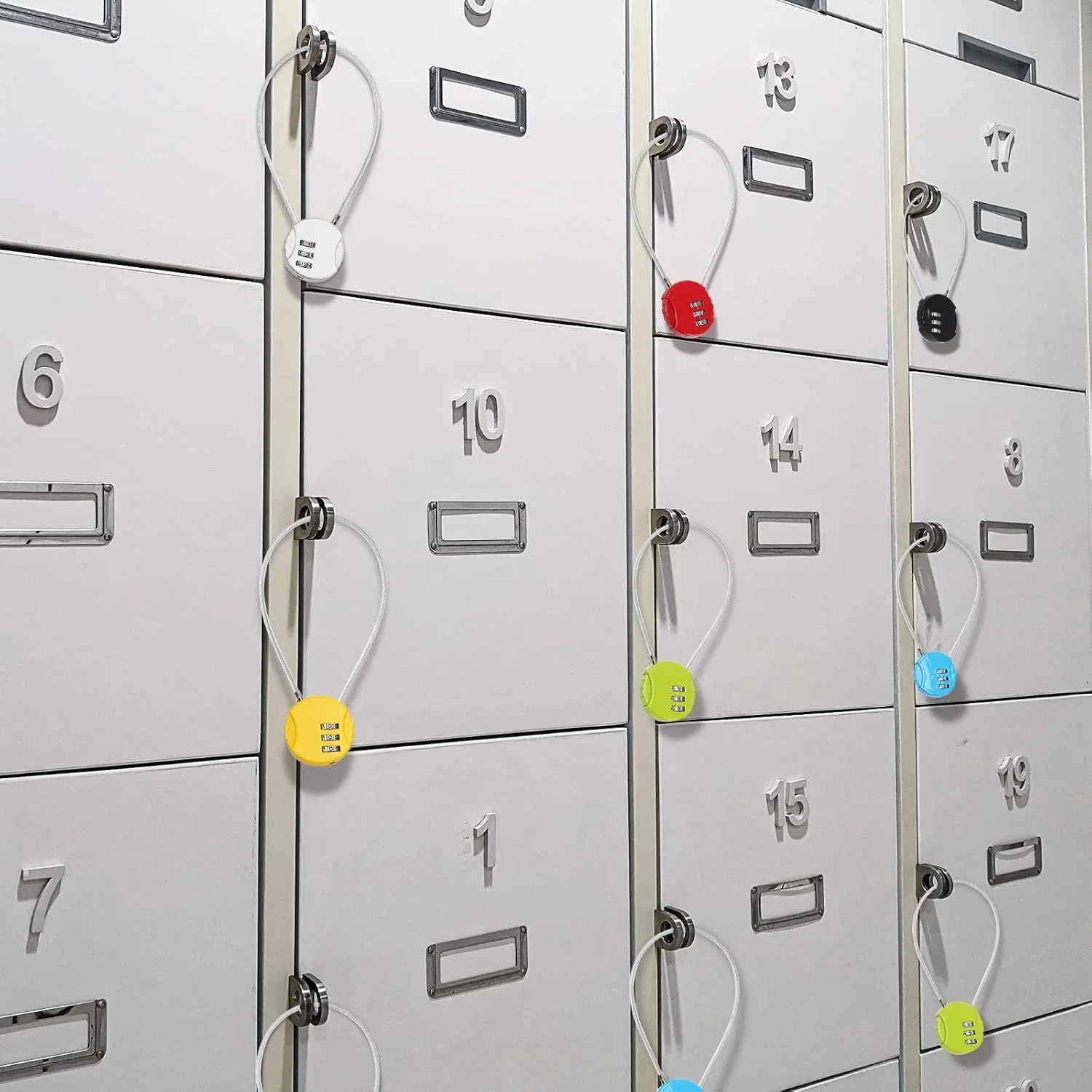 قفل ترکیبی 3 رقمی، ضد آب، مناسب فضای باز، قفل کوچک برای کمد باشگاه، قفل چمدان کوچک، قفل قابل تنظیم برای دروازه، جعبه ابزار، چرخ دستی، 6 رنگ (12 عددی)