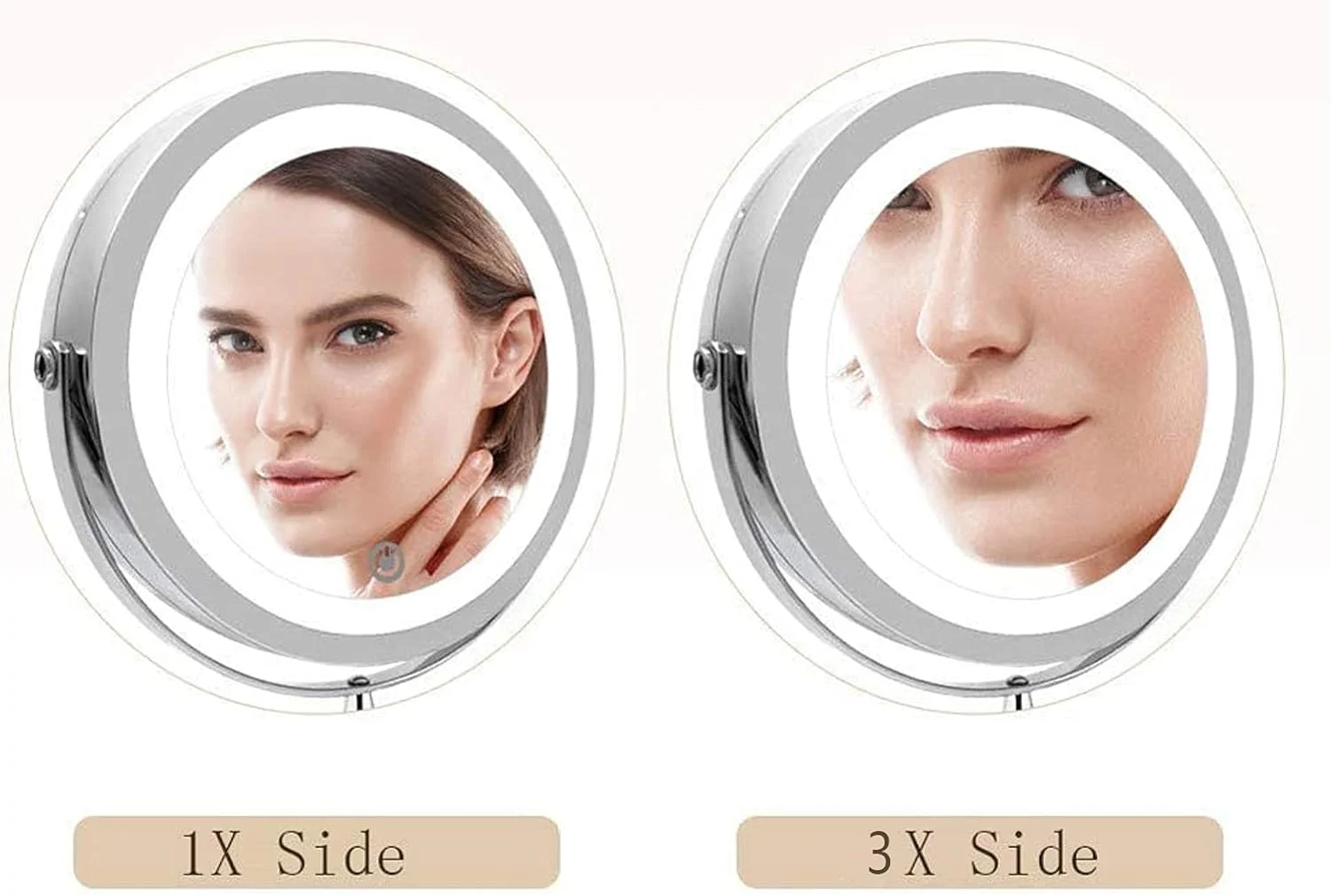 آینه آرایشی دیواری، بازوی چرخشی 180 درجه به چپ و راست، 8 اینچ، آینه حمام دو طرفه چرخان 360 درجه، روکش کروم براق آینه آرایشی دیواری، بازوی چرخشی 180 درجه به چپ و راست، 8 اینچ، آینه حمام دو طرفه چرخان 360 درجه، روکش کروم براق