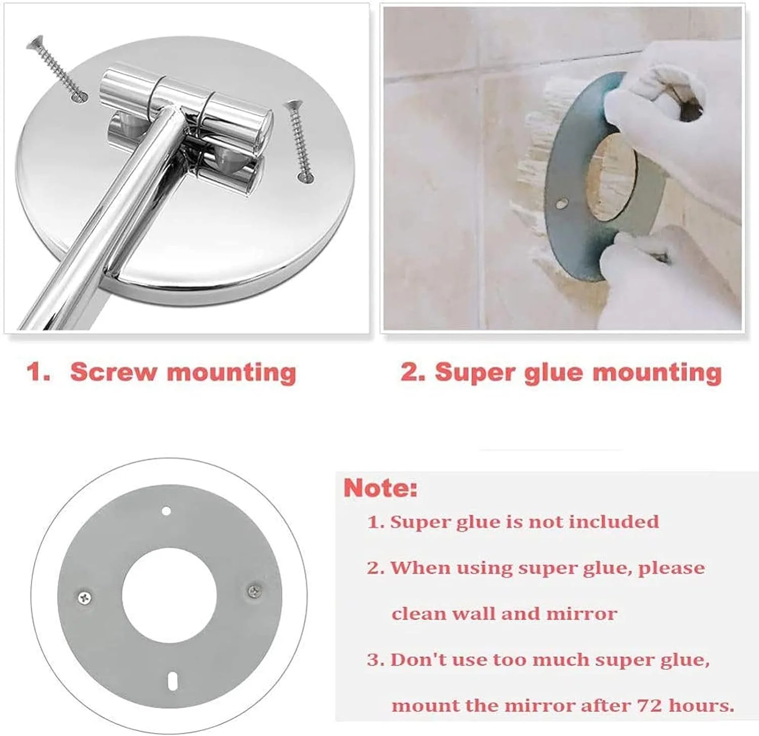 آینه آرایشی دیواری، بازوی چرخشی 180 درجه به چپ و راست، 8 اینچ، آینه حمام دو طرفه چرخان 360 درجه، روکش کروم براق آینه آرایشی دیواری، بازوی چرخشی 180 درجه به چپ و راست، 8 اینچ، آینه حمام دو طرفه چرخان 360 درجه، روکش کروم براق