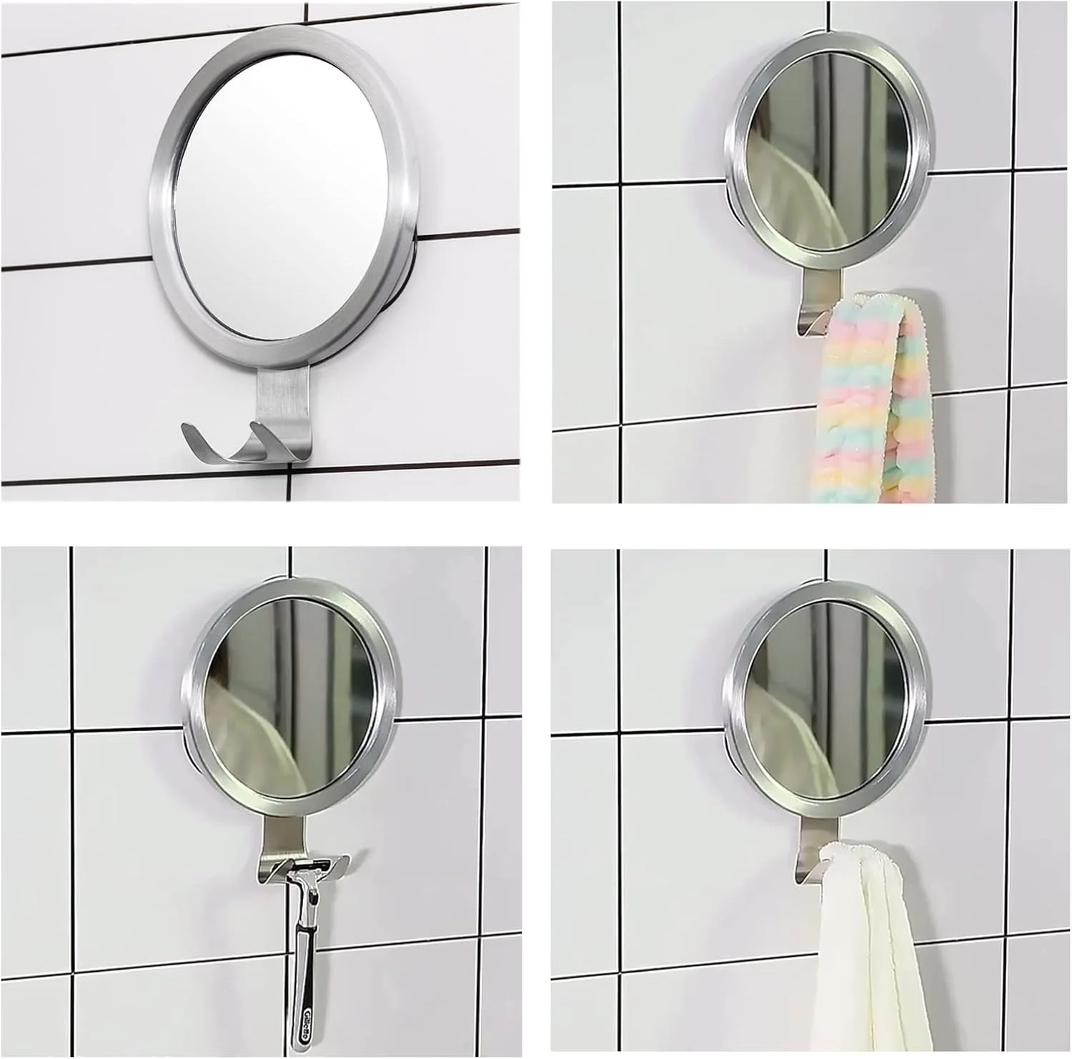 آینه آرایشی دیواری ضد بخار، آینه گرد 15 سانتی متری مناسب اصلاح و آرایش با مکنده، آینه حمام