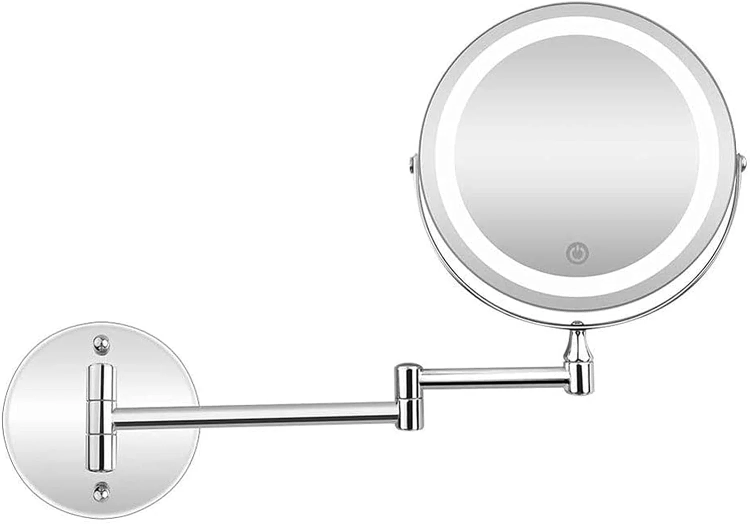 آینه آرایشی دیواری، بازوی چرخشی 180 درجه به چپ و راست، 8 اینچ، آینه حمام دو طرفه چرخان 360 درجه، روکش کروم براق آینه آرایشی دیواری، بازوی چرخشی 180 درجه به چپ و راست، 8 اینچ، آینه حمام دو طرفه چرخان 360 درجه، روکش کروم براق