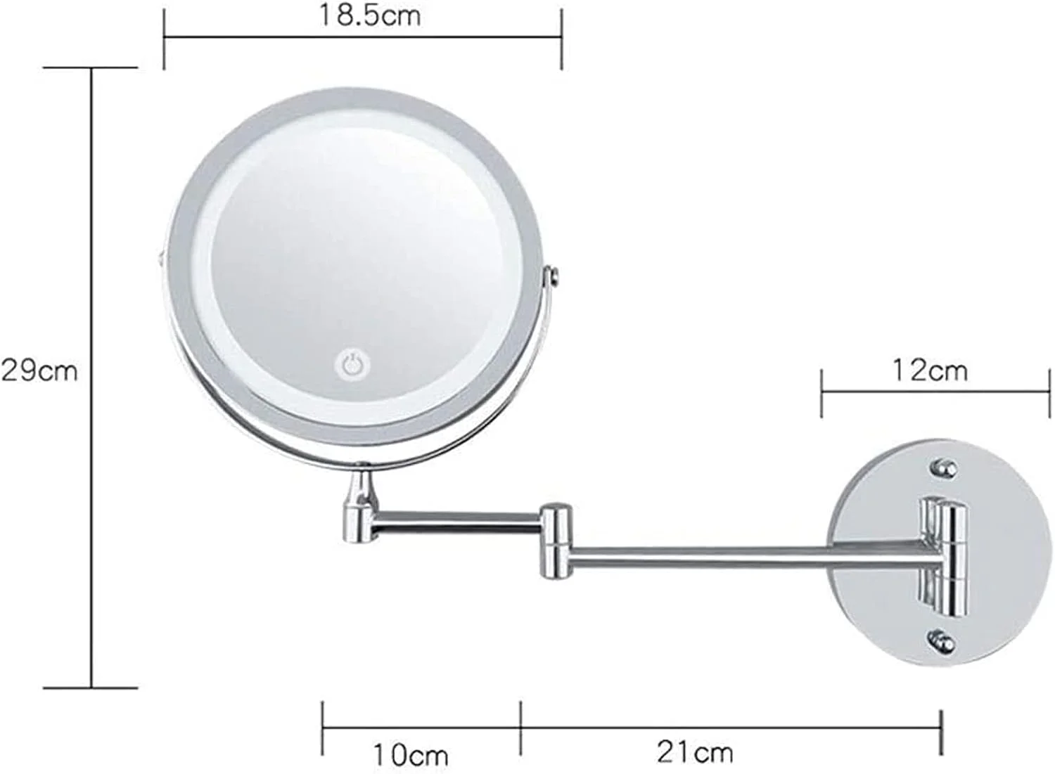آینه آرایشی دیواری، بازوی چرخشی 180 درجه به چپ و راست، 8 اینچ، آینه حمام دو طرفه چرخان 360 درجه، روکش کروم براق آینه آرایشی دیواری، بازوی چرخشی 180 درجه به چپ و راست، 8 اینچ، آینه حمام دو طرفه چرخان 360 درجه، روکش کروم براق
