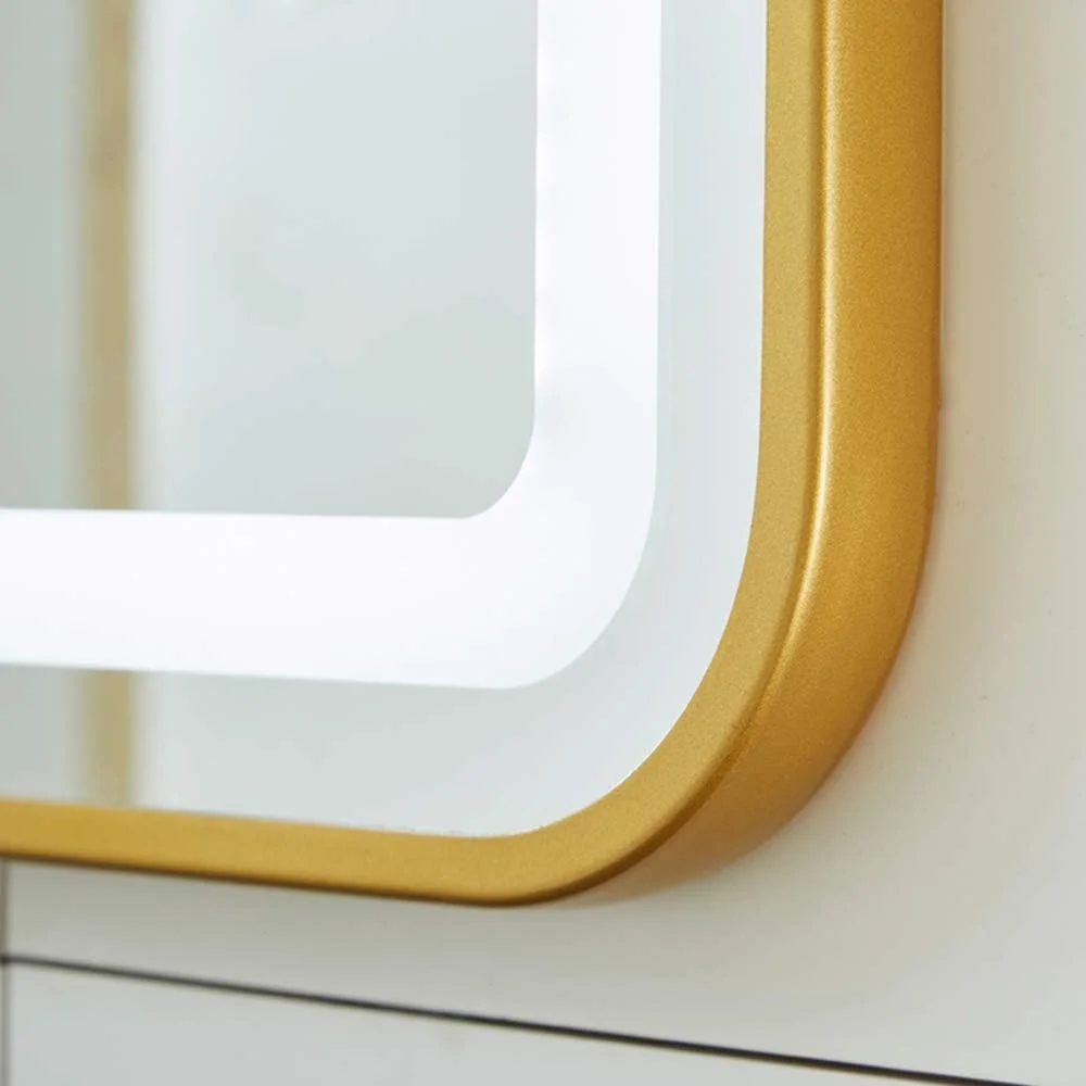 آینه دیواری برای حمام، آینه 410MM * 530MM دیواری آهنی مناسب حمام، هتل، منزل، توالت، آینه آرایشی تزئینی حمام با نور + کلید لمسی