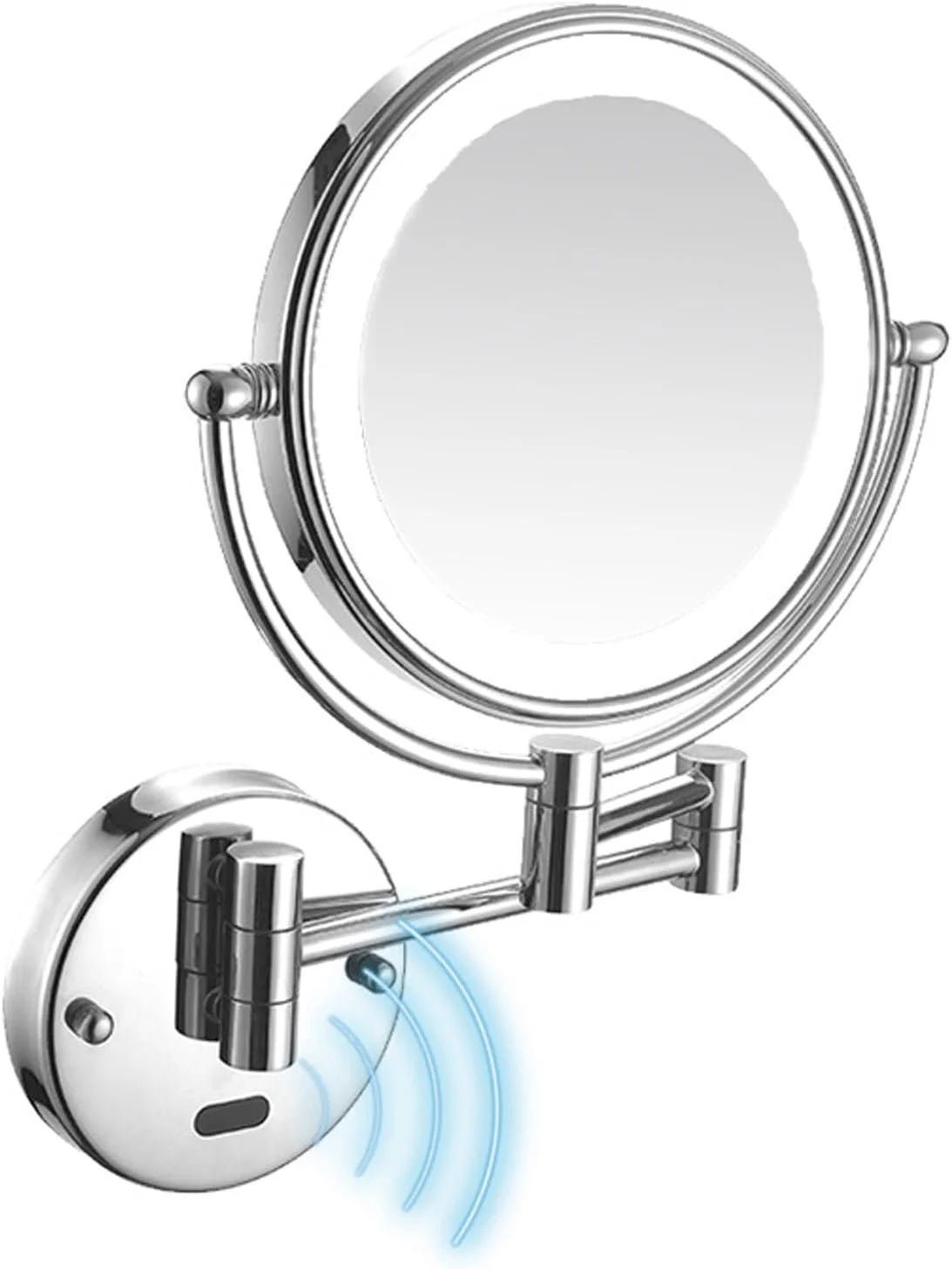 آینه آرایشی دیواری دو طرفه با بزرگنمایی 1X/10X و نور پس زمینه، دارای سنسور مادون قرمز، آینه دو طرفه LED، آینه حمام بزرگنمایی تاشو، اتصال مستقیم، نقره ای، 8 اینچ آینه آرایشی دیواری دو طرفه با بزرگنمایی 1X/10X و نور پس زمینه، دارای سنسور مادون قرمز، آینه دو طرفه LED، آینه حمام بزرگنمایی تاشو، اتصال مستقیم، نقره ای، 8 اینچ
