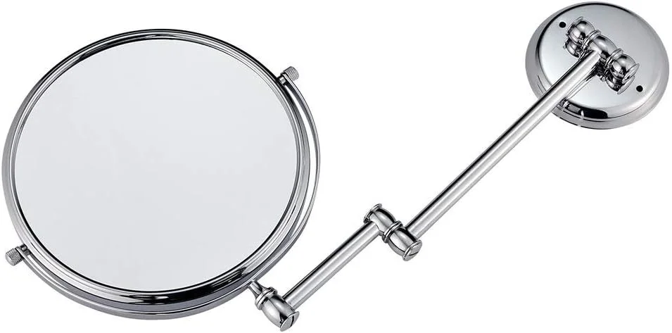 آینه آرایشی دیواری بزرگنمایی کننده، محکم و قابل تنظیم برای اصلاح و آرایش، آینه روشویی حمام (رنگ: 5X، سایز: 8 اینچ) (3X 6 اینچ)
