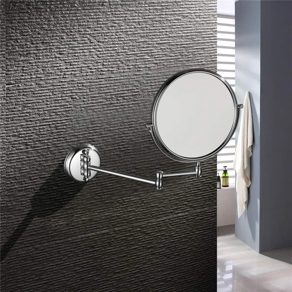 آینه آرایشی دیواری بزرگنمایی کننده، محکم و قابل تنظیم برای اصلاح و آرایش، آینه روشویی حمام (رنگ: 5X، سایز: 8 اینچ) (3X 6 اینچ)