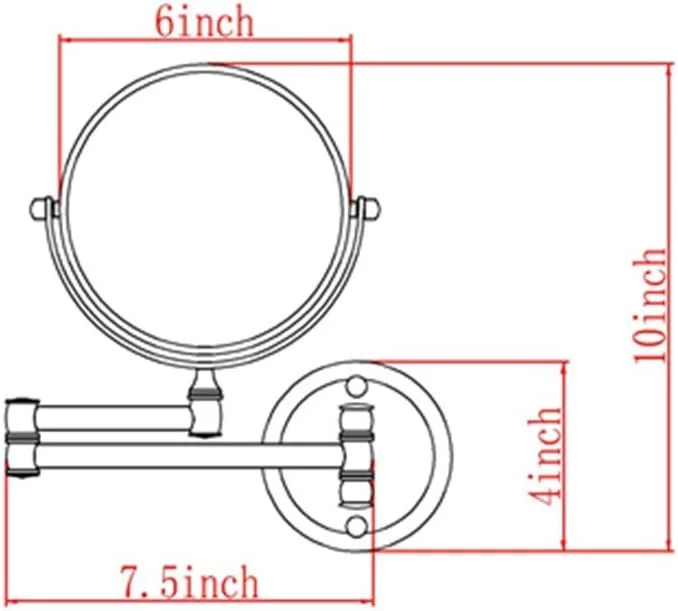 آینه آرایشی دیواری بزرگنمایی کننده، محکم و قابل تنظیم برای اصلاح و آرایش، آینه روشویی حمام (رنگ: 5X، سایز: 8 اینچ) (3X 6 اینچ)