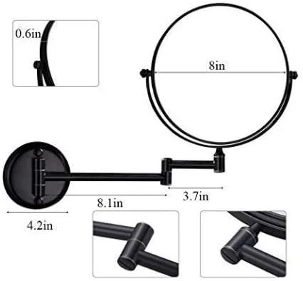 آینه آرایشی دیواری بزرگنمایی کننده، دو طرفه، قابل تنظیم، مناسب حمام و اصلاح (رنگ: 7X، اندازه: 8 اینچ) (7X 8 اینچ)