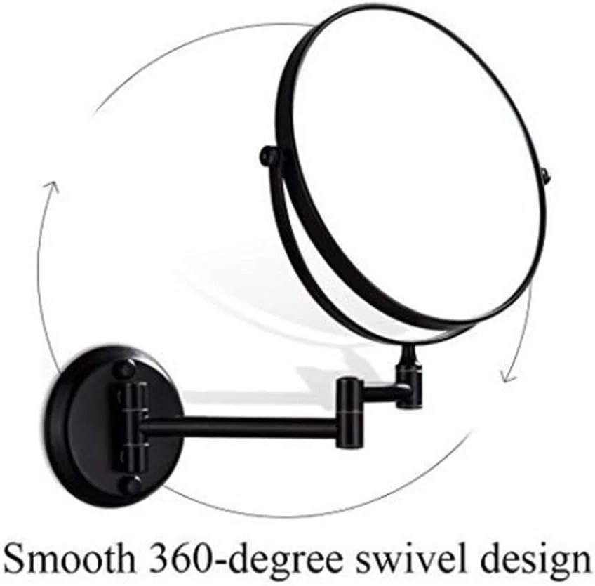 آینه آرایشی دیواری بزرگنمایی کننده، دو طرفه قابل تنظیم، مناسب حمام و اصلاح (بزرگنمایی 5 برابر)