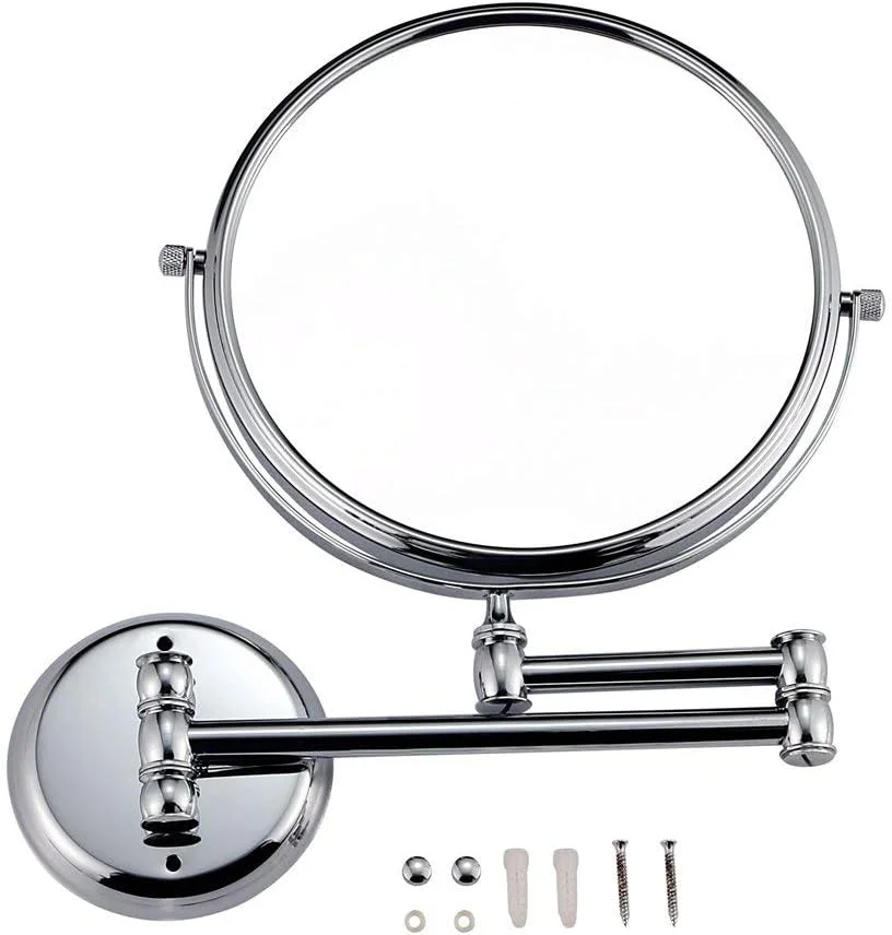آینه آرایشی دیواری بزرگنمایی کننده، محکم و قابل تنظیم برای اصلاح و آرایش، آینه روشویی حمام (رنگ: 5X، سایز: 8 اینچ) (3X 6 اینچ)