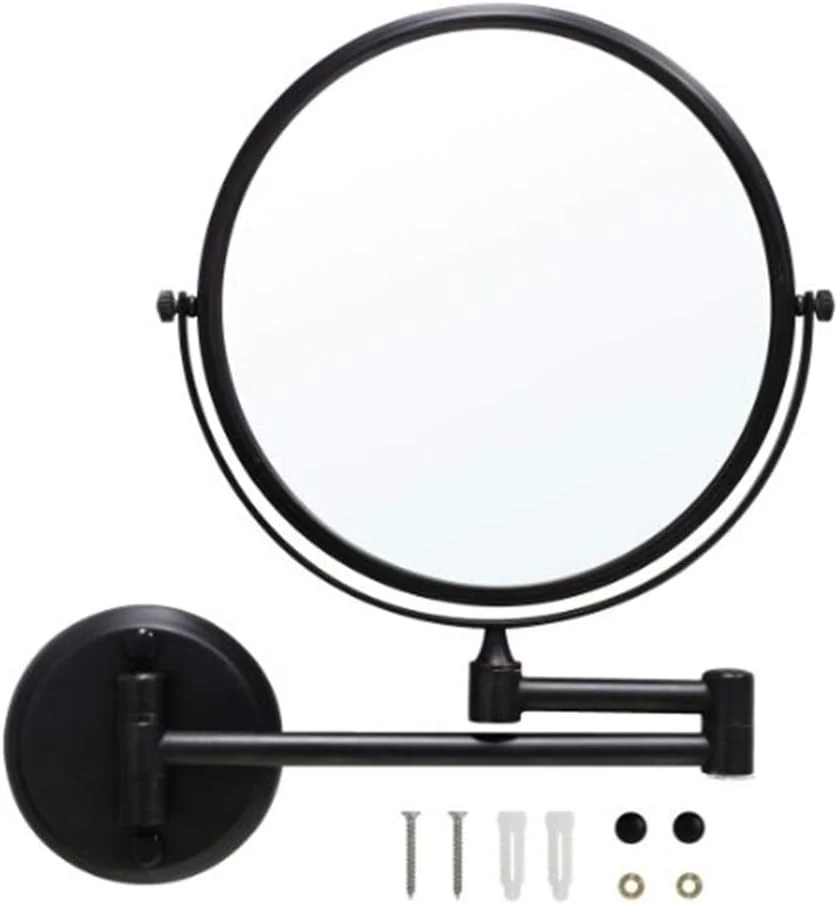 آینه آرایشی دیواری بزرگنمایی کننده، دو طرفه قابل تنظیم، مناسب حمام و اصلاح (بزرگنمایی 5 برابر)