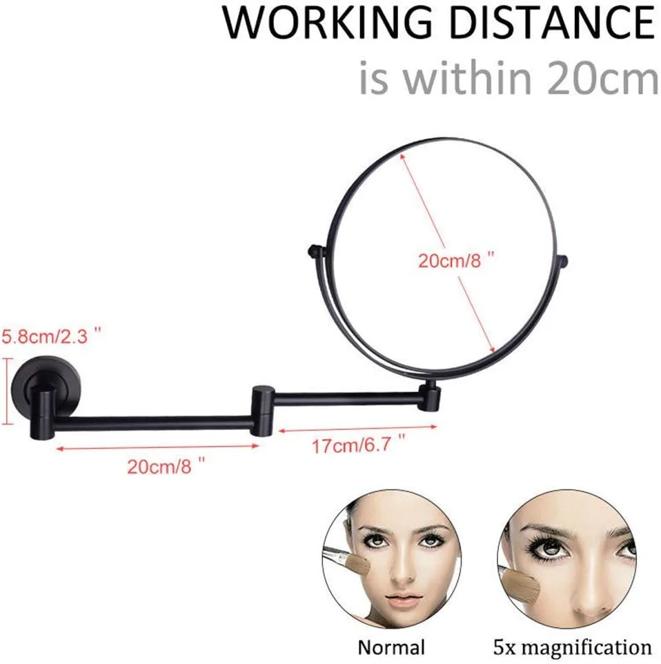 آینه آرایشی دیواری 8 اینچی با قابلیت بزرگنمایی، بازویی قوی و قابل تنظیم، آینه اصلاح و آرایش برای روشویی حمام (رنگ: طلایی، اندازه: 3 برابر) (مشکی 7 برابر) آینه آرایشی دیواری 8 اینچی با قابلیت بزرگنمایی، بازویی قوی و قابل تنظیم، آینه اصلاح و آرایش برای روشویی حمام (رنگ: طلایی، اندازه: 3 برابر) (مشکی 7 برابر)