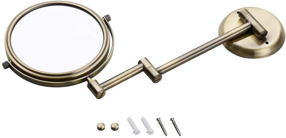 آینه آرایشی دیواری بزرگنمایی کننده، مقاوم، قابل تنظیم، آینه لوازم آرایشی، آینه اصلاح حمام (5X)