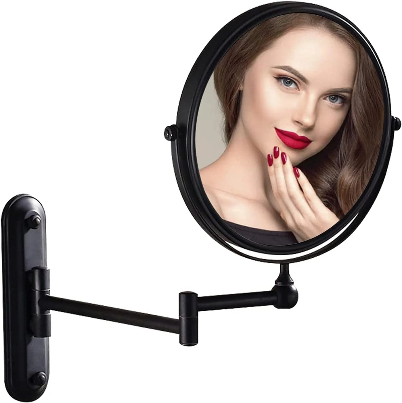 آینه آرایشی دیواری دو طرفه 8 اینچی با بزرگنمایی 10 برابر چرخش 360 درجه و قابلیت افزایش طول Leunlee
