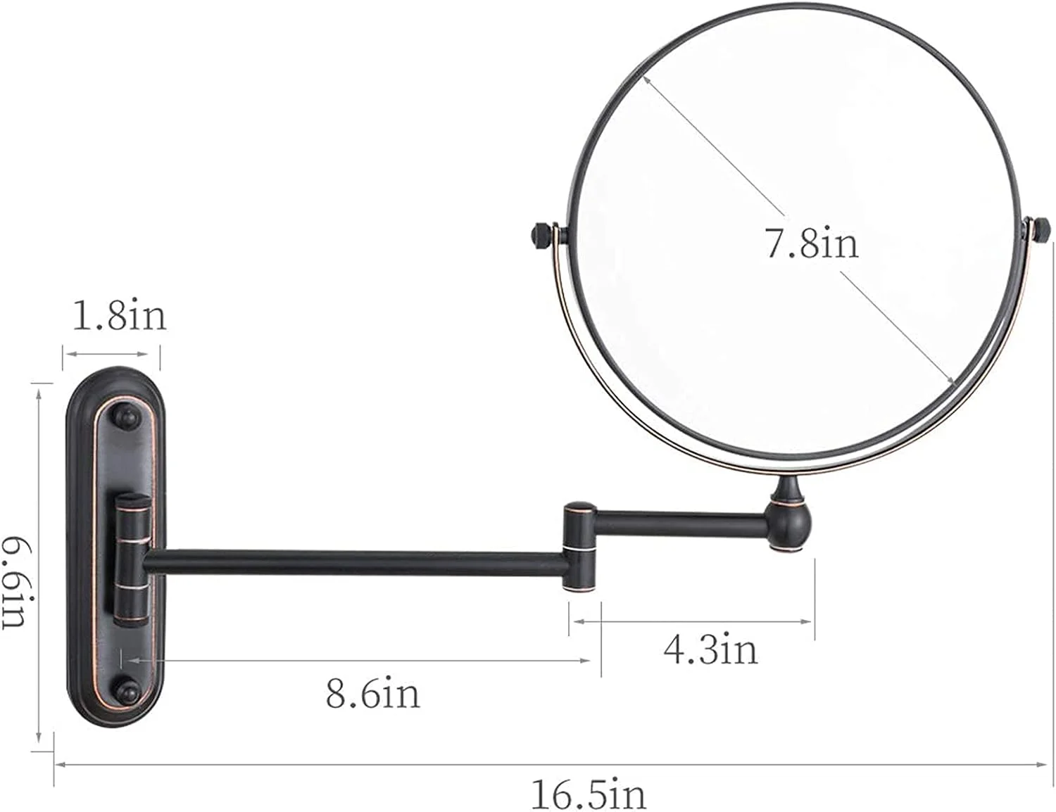آینه آرایشی دیواری دو طرفه 8 اینچی با بزرگنمایی 10 برابر چرخش 360 درجه و قابلیت افزایش طول Leunlee آینه آرایشی دیواری دو طرفه 8 اینچی با بزرگنمایی 10 برابر چرخش 360 درجه و قابلیت افزایش طول Leunlee