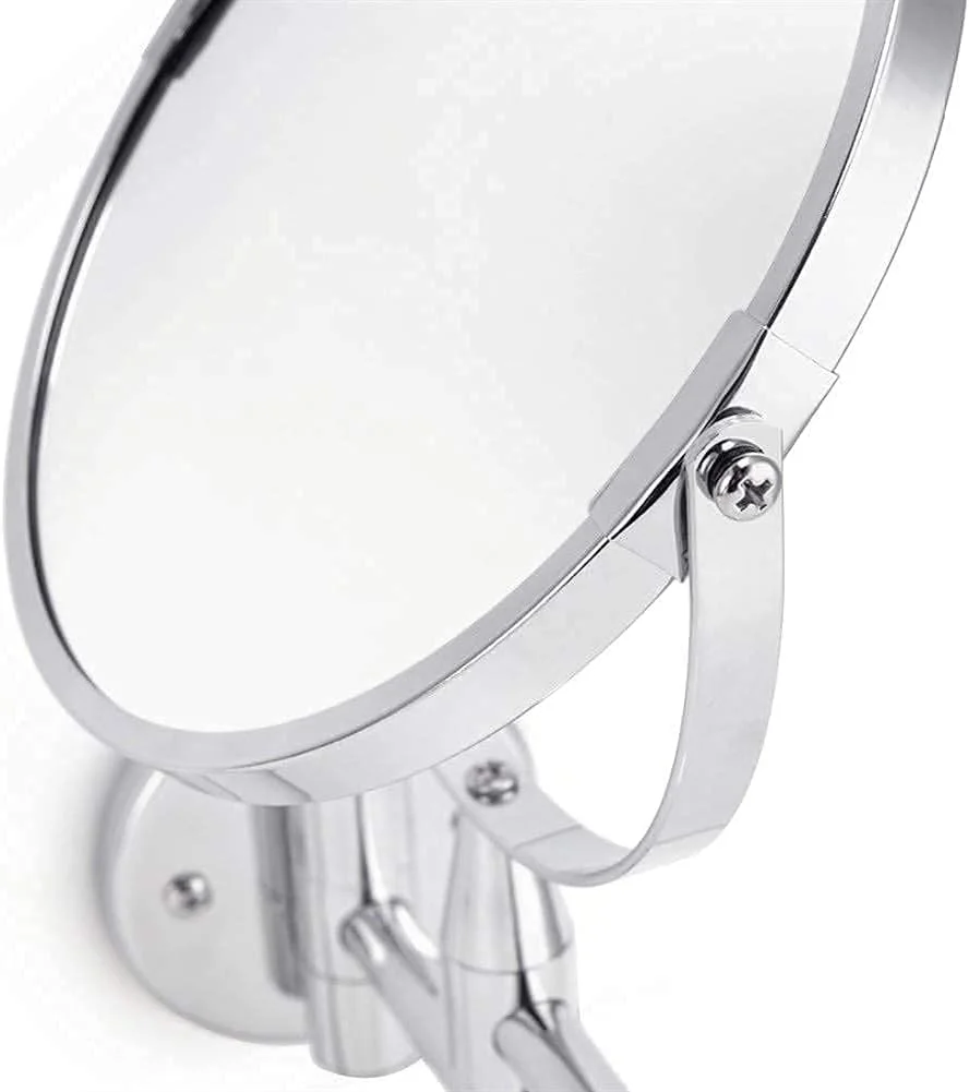 آینه آرایشی دیواری دو طرفه 7 اینچی با بزرگنمایی 1X/5X، آینه حمام گرد قابل تنظیم برای زیبایی و آرایش آینه آرایشی دیواری دو طرفه 7 اینچی با بزرگنمایی 1X/5X، آینه حمام گرد قابل تنظیم برای زیبایی و آرایش